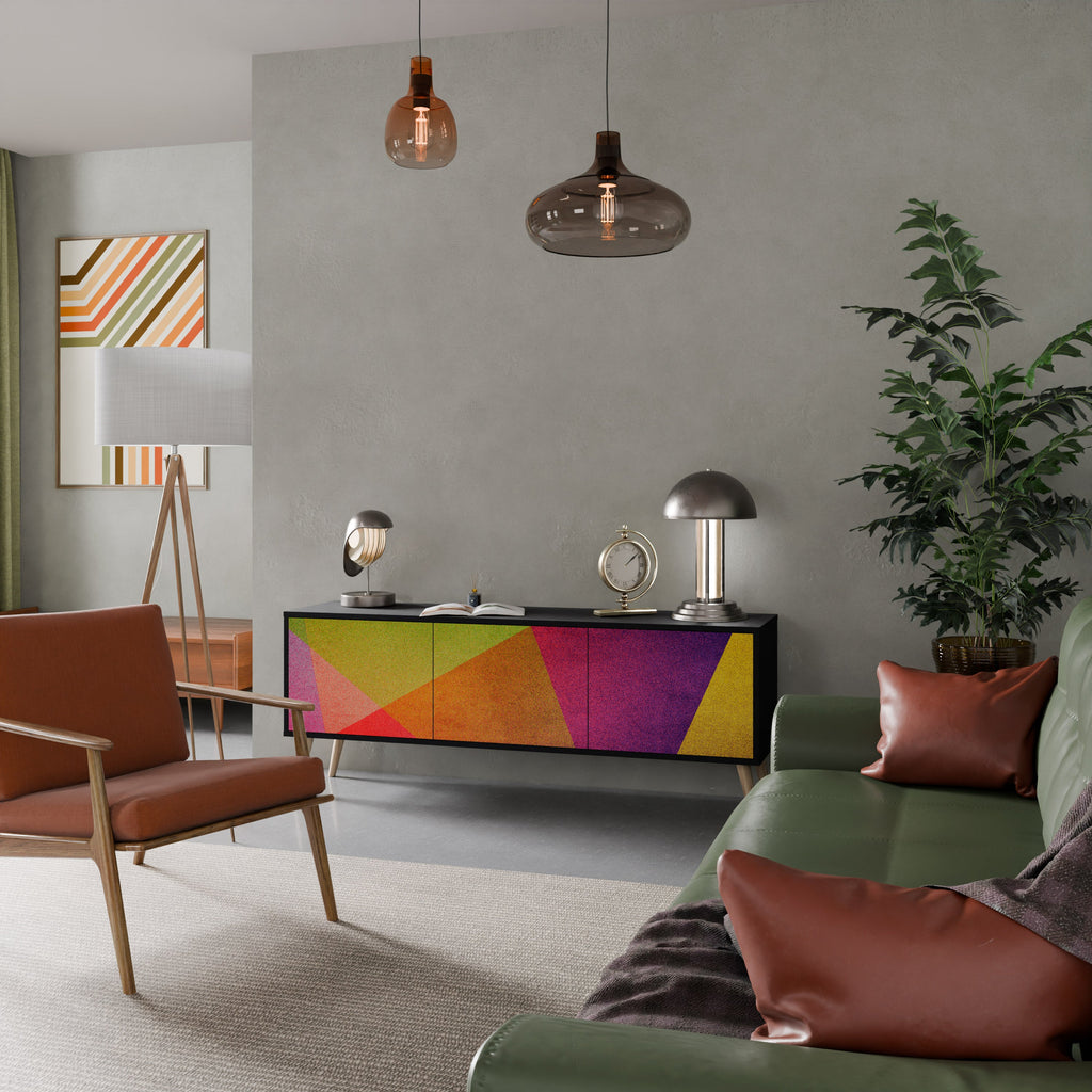 Meuble TV 3 portes VIVID GEOMETRY finition noire