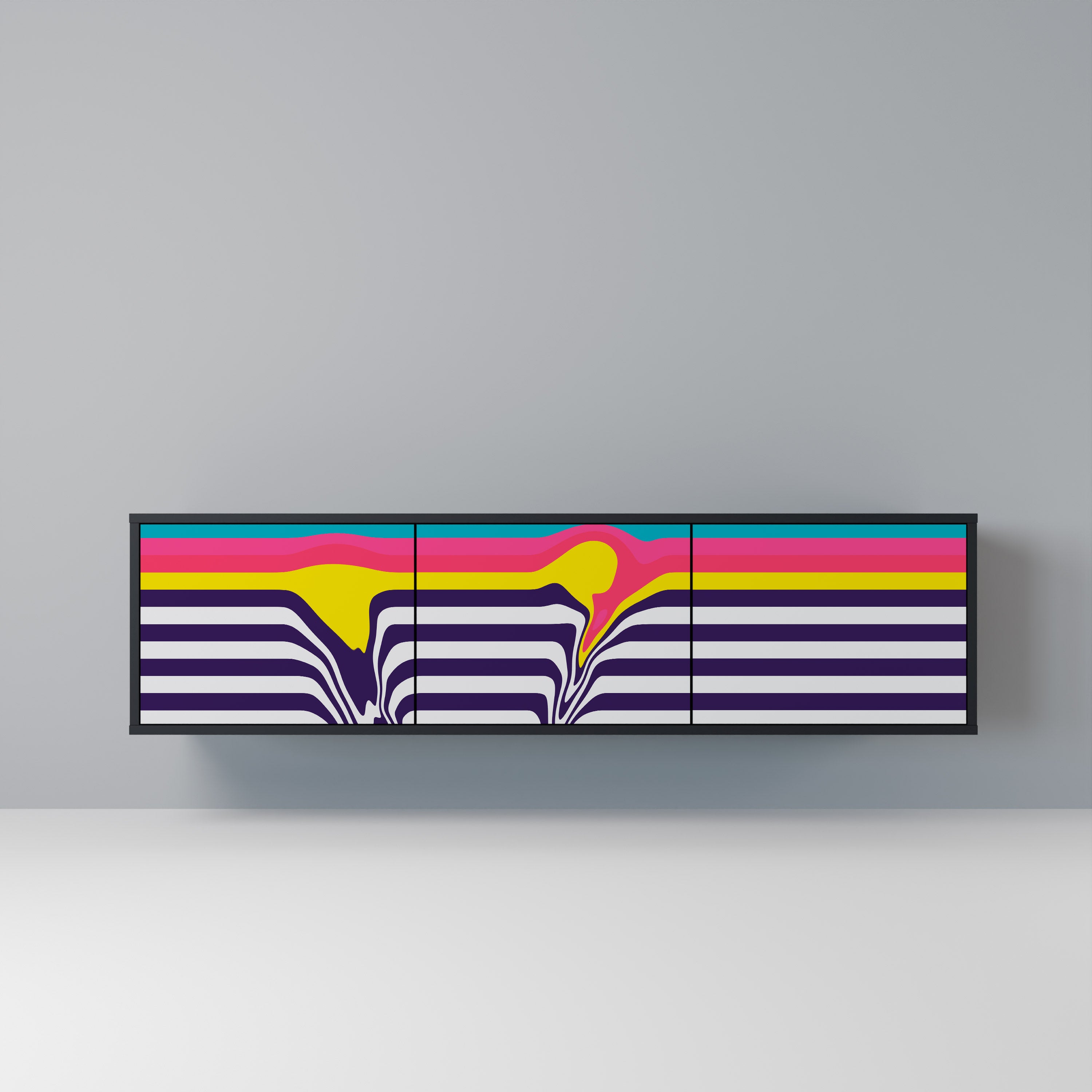 Meuble TV 3 portes TONE COLLAPSE finition noire