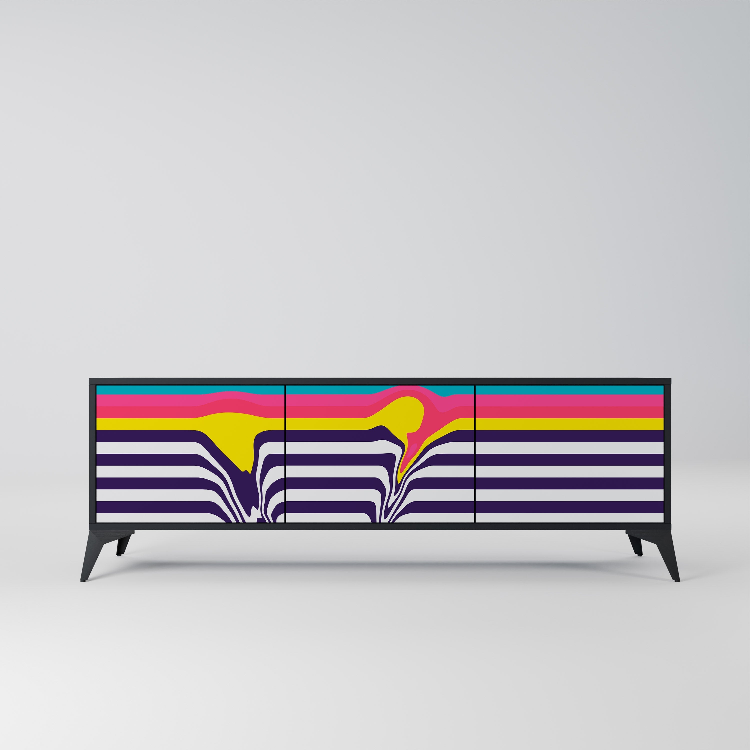 Meuble TV 3 portes TONE COLLAPSE finition noire