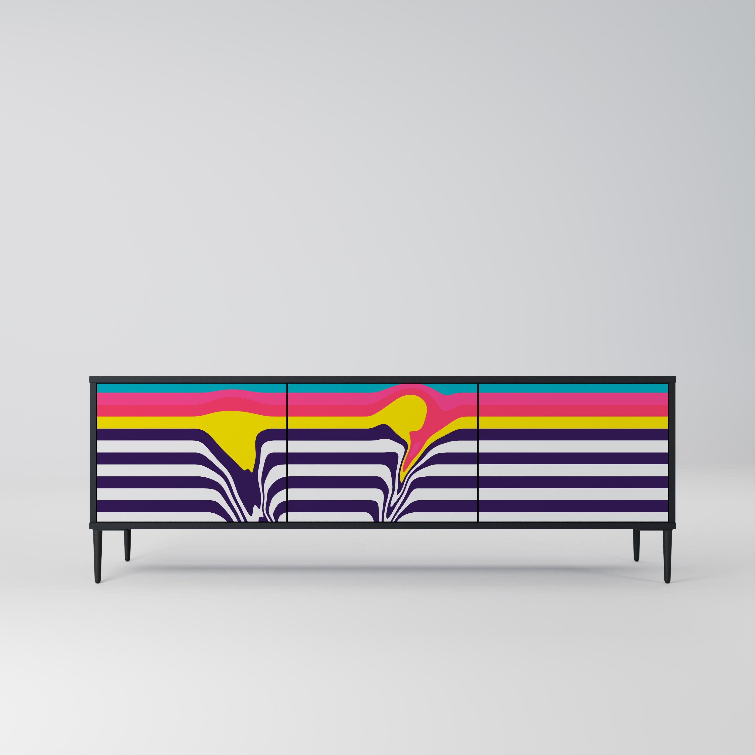 Meuble TV 3 portes TONE COLLAPSE finition noire