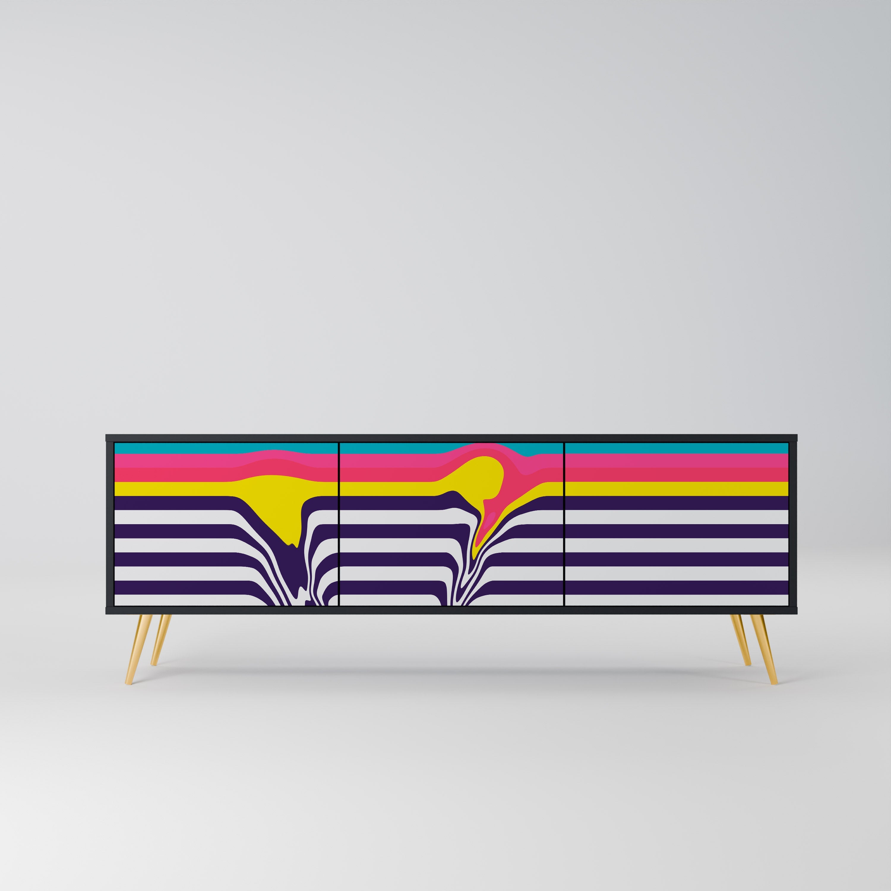 Meuble TV 3 portes TONE COLLAPSE finition noire