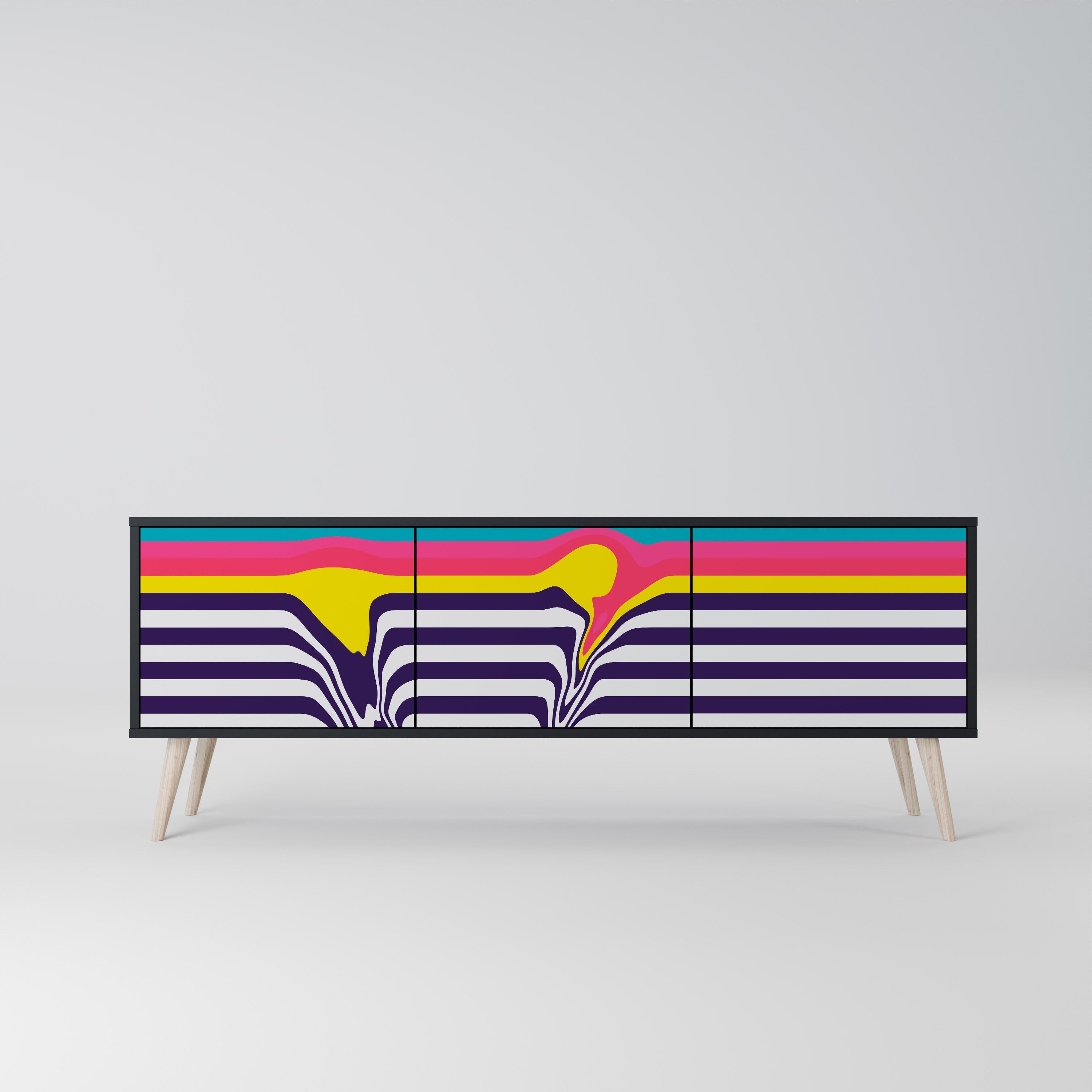 Meuble TV 3 portes TONE COLLAPSE finition noire