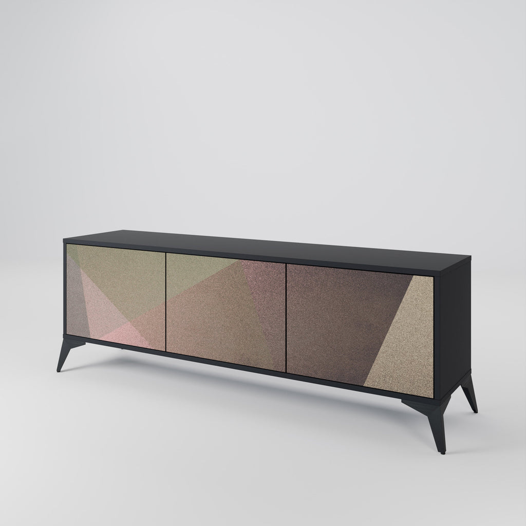 Meuble TV 3 portes BEIGE GEOMETRY, finition noire