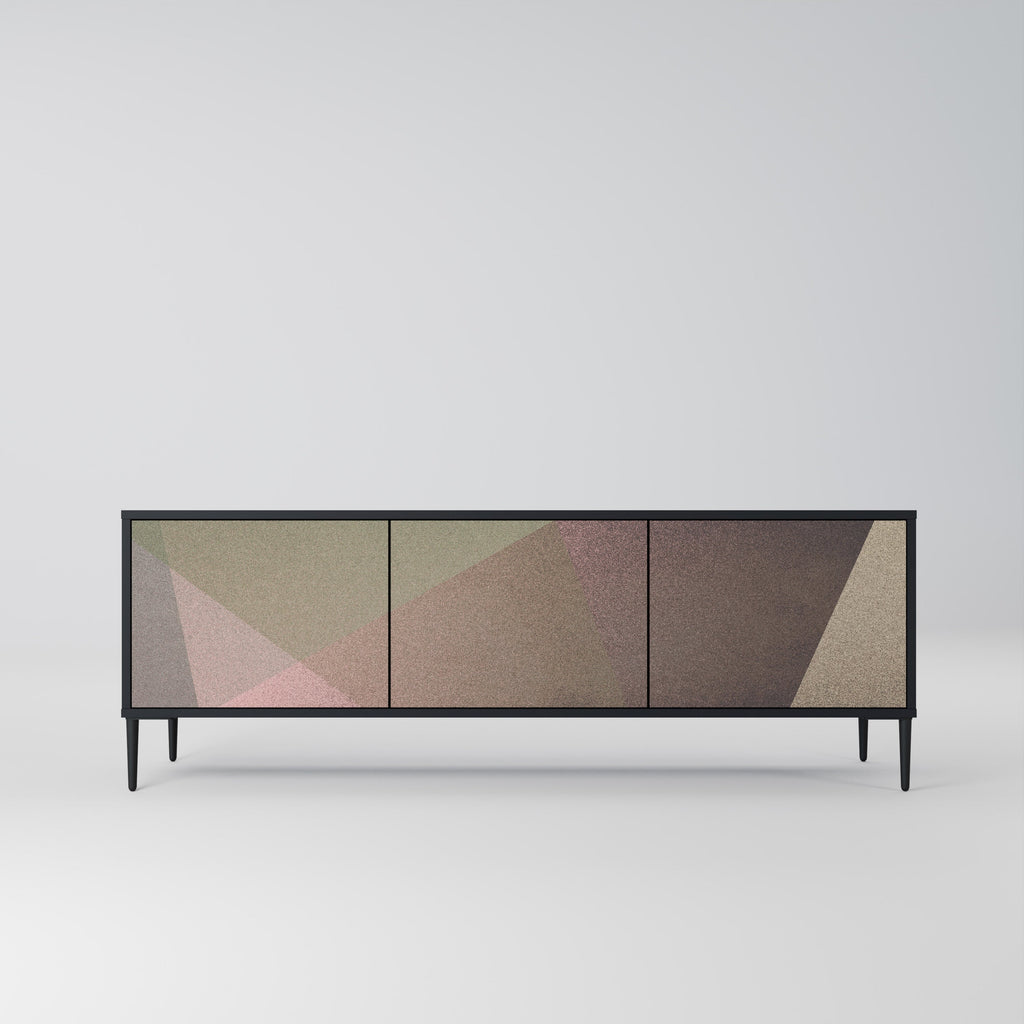 Meuble TV 3 portes BEIGE GEOMETRY, finition noire