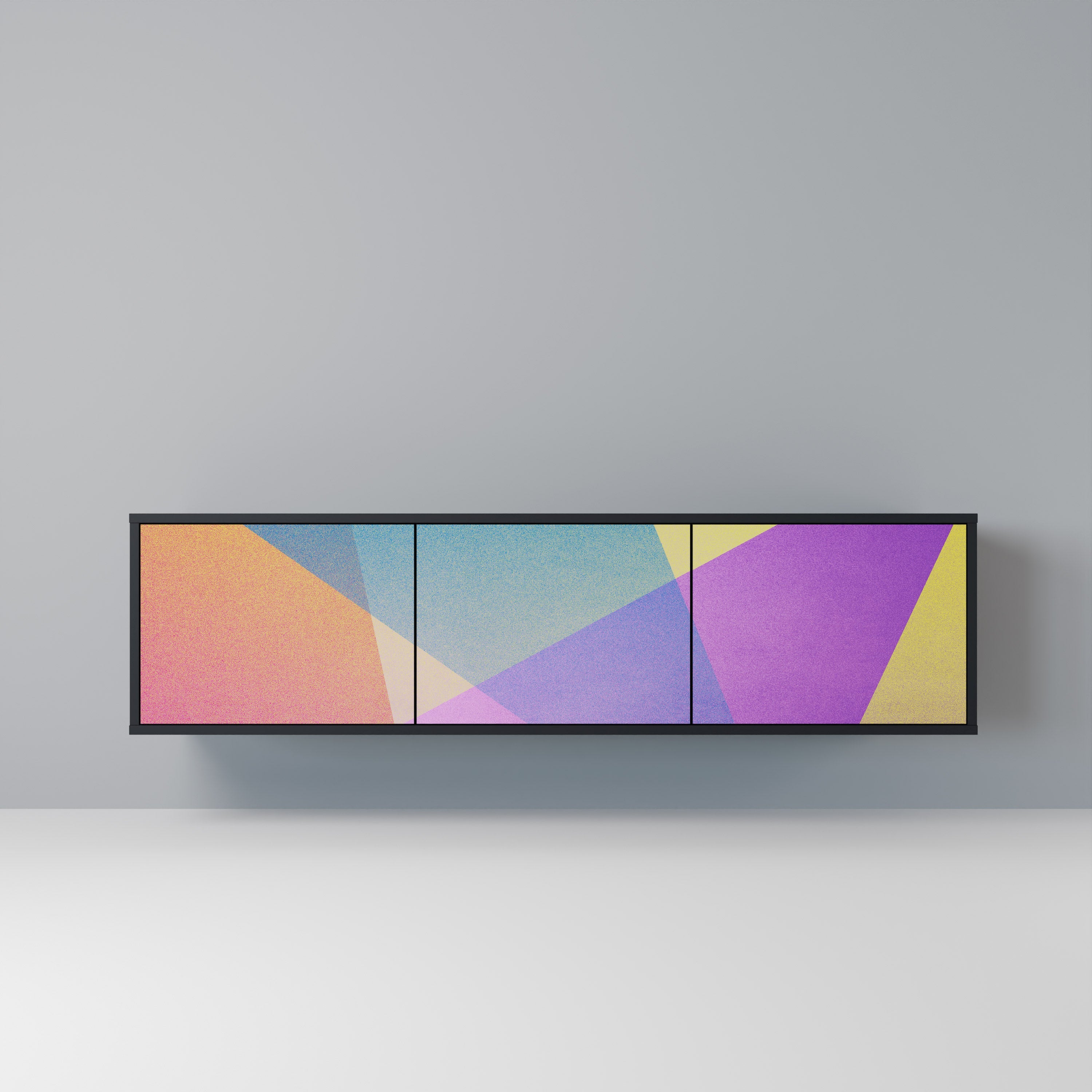 Meuble TV 3 portes BRIGHT GEOMETRY en finition noire