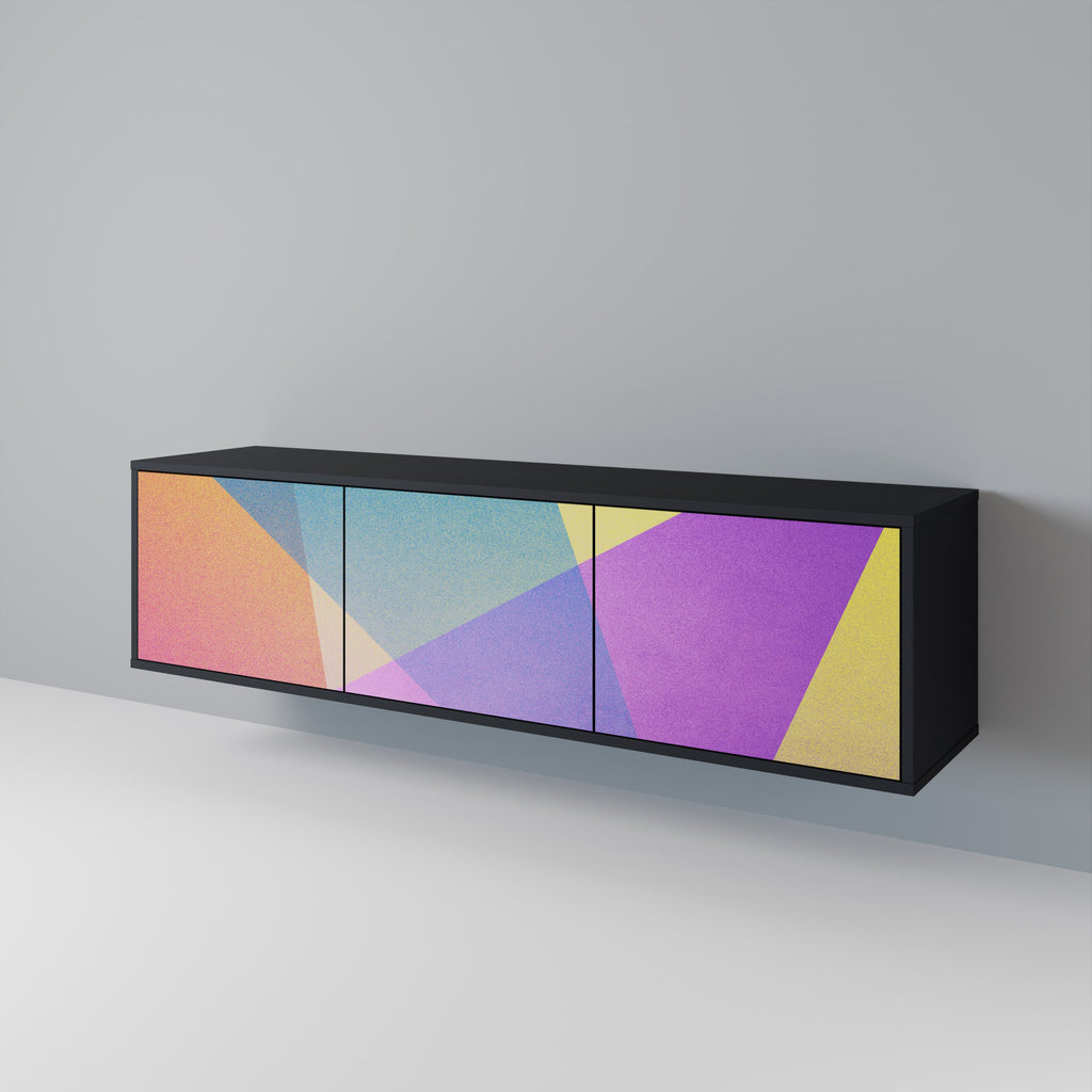 Meuble TV 3 portes BRIGHT GEOMETRY en finition noire