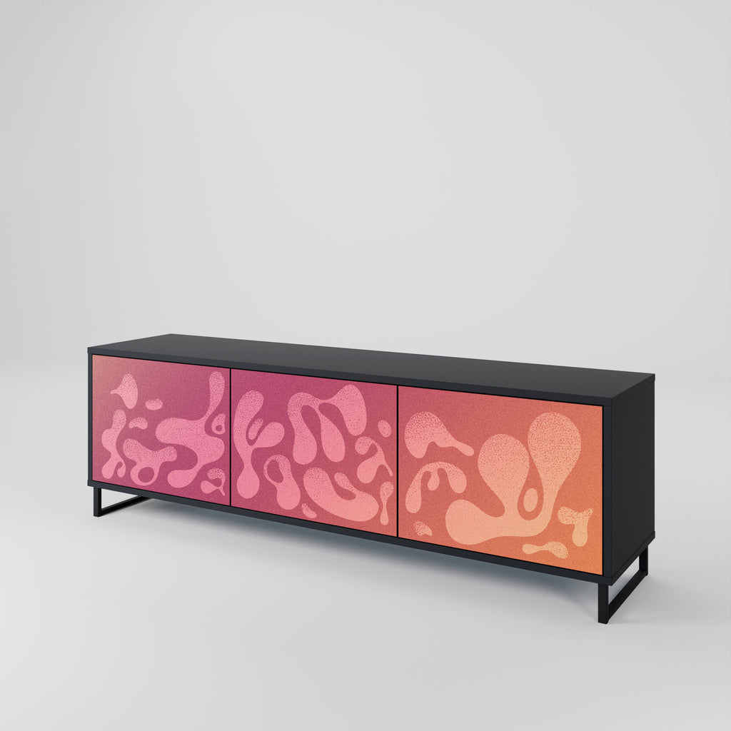 Meuble TV 3 portes IRREGULAR PINK, finition noire