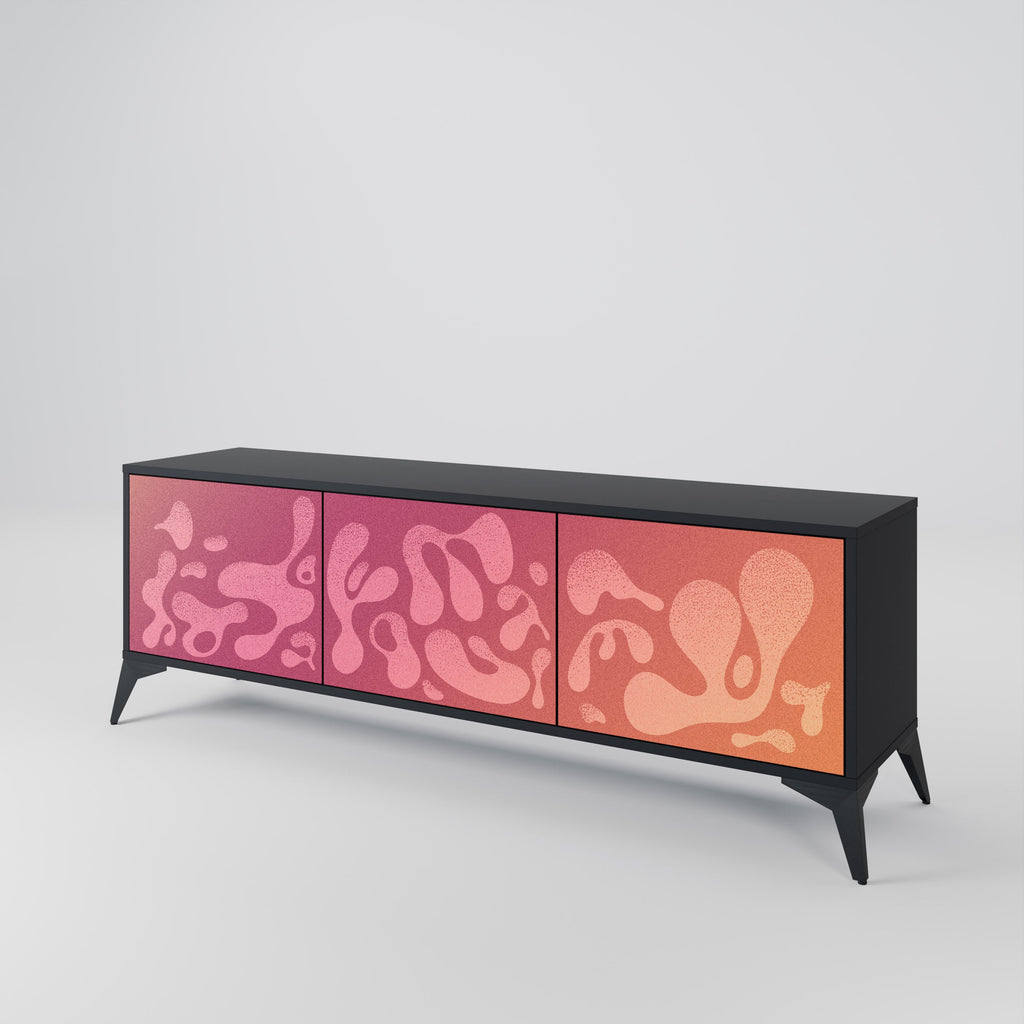 Meuble TV 3 portes IRREGULAR PINK, finition noire