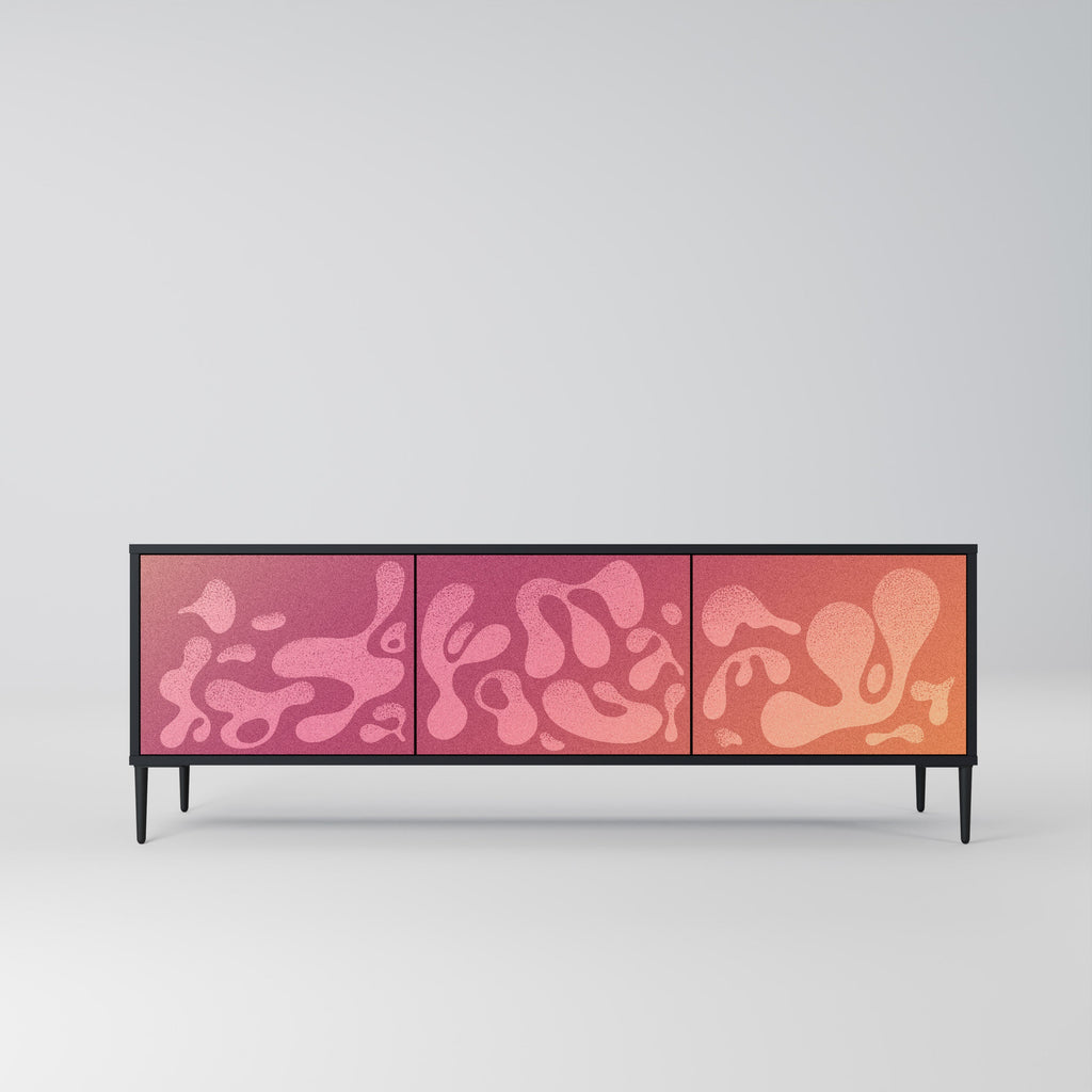 Meuble TV 3 portes IRREGULAR PINK, finition noire