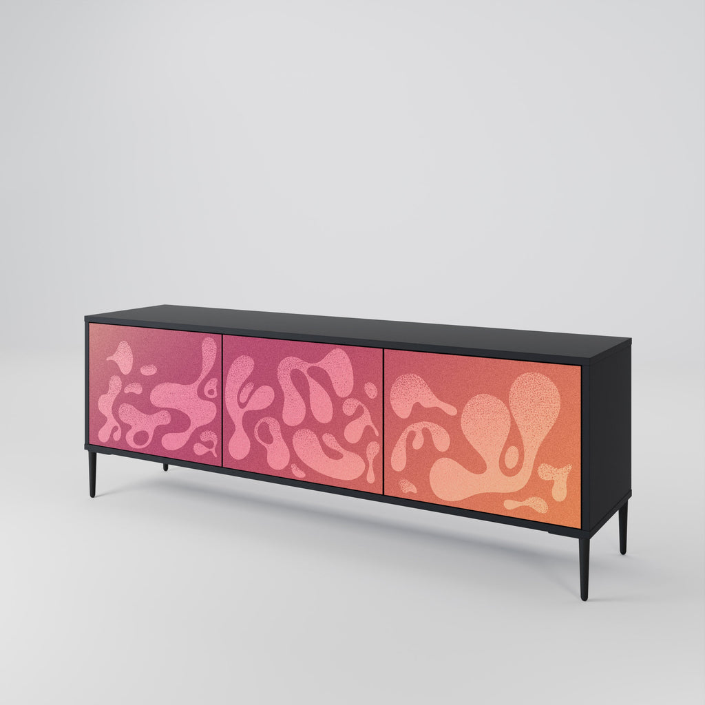 Meuble TV 3 portes IRREGULAR PINK, finition noire