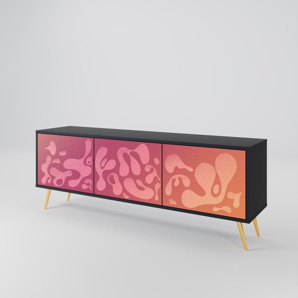 Meuble TV 3 portes IRREGULAR PINK, finition noire