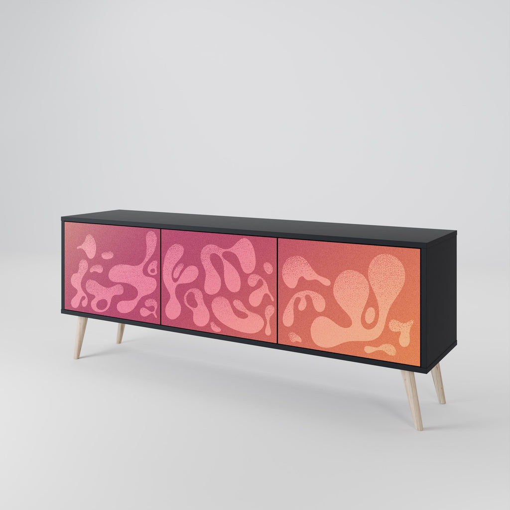 Meuble TV 3 portes IRREGULAR PINK, finition noire