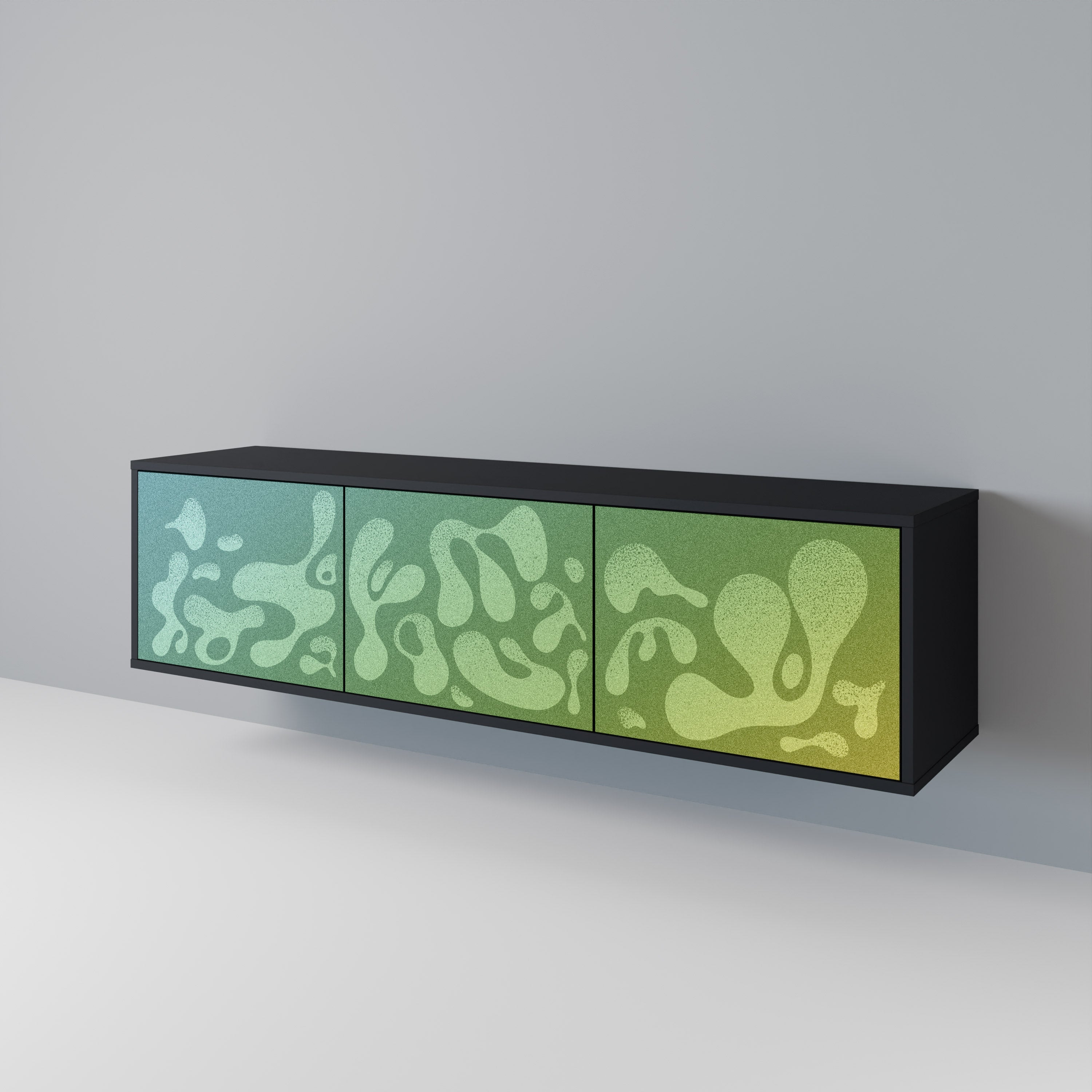 Meuble TV 3 portes IRREGULAR BLUE en finition noire