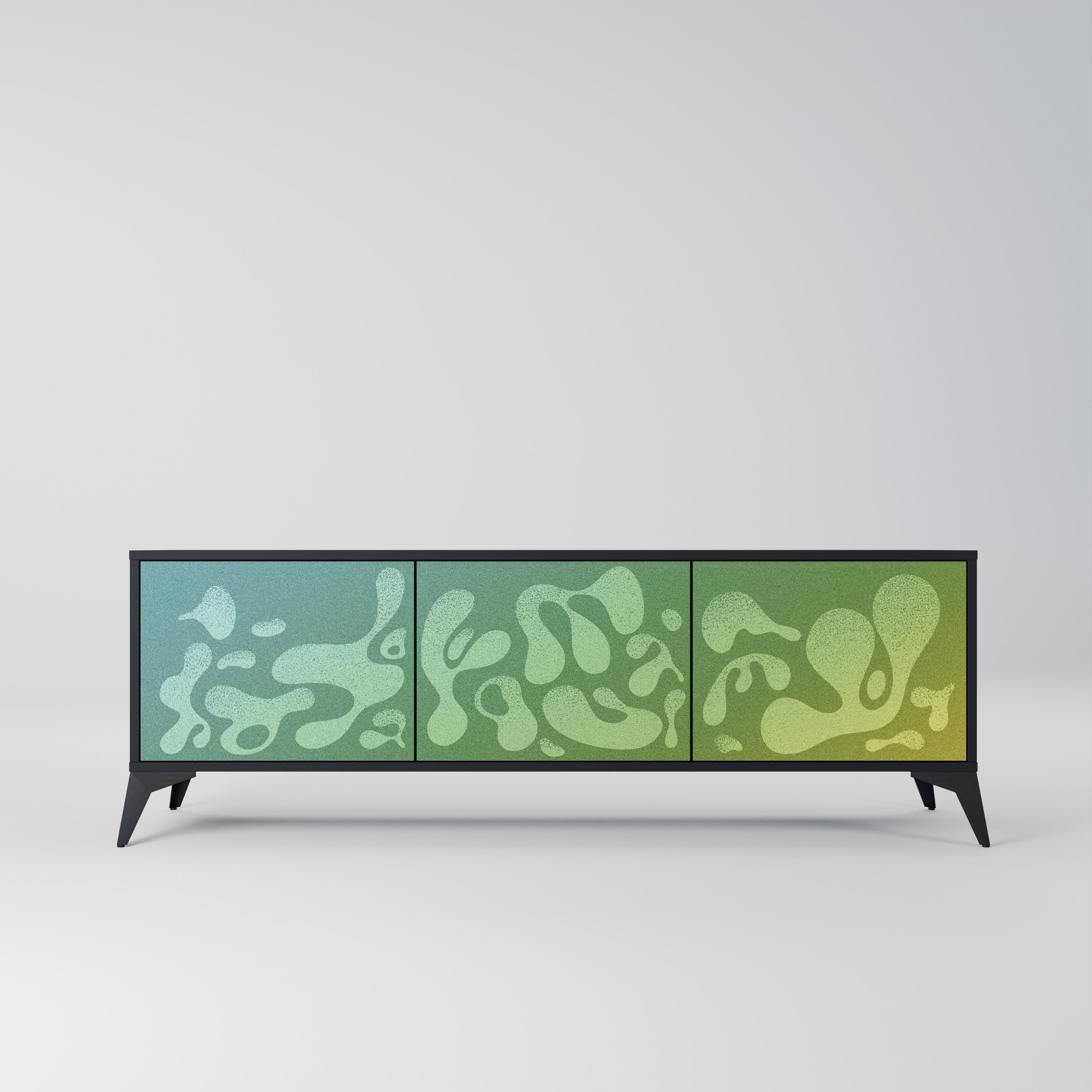 Meuble TV 3 portes IRREGULAR BLUE en finition noire