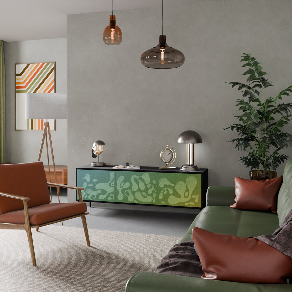 Meuble TV 3 portes IRREGULAR BLUE en finition noire