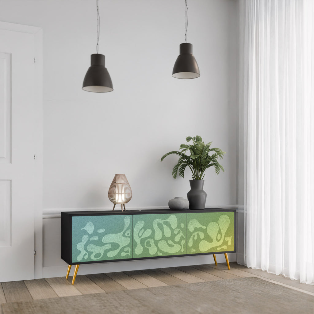 Meuble TV 3 portes IRREGULAR BLUE en finition noire