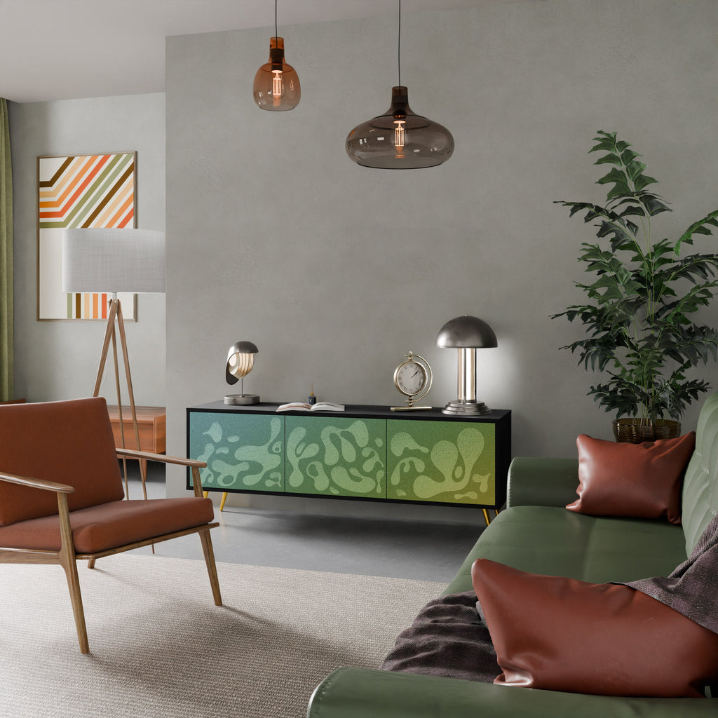 Meuble TV 3 portes IRREGULAR BLUE en finition noire