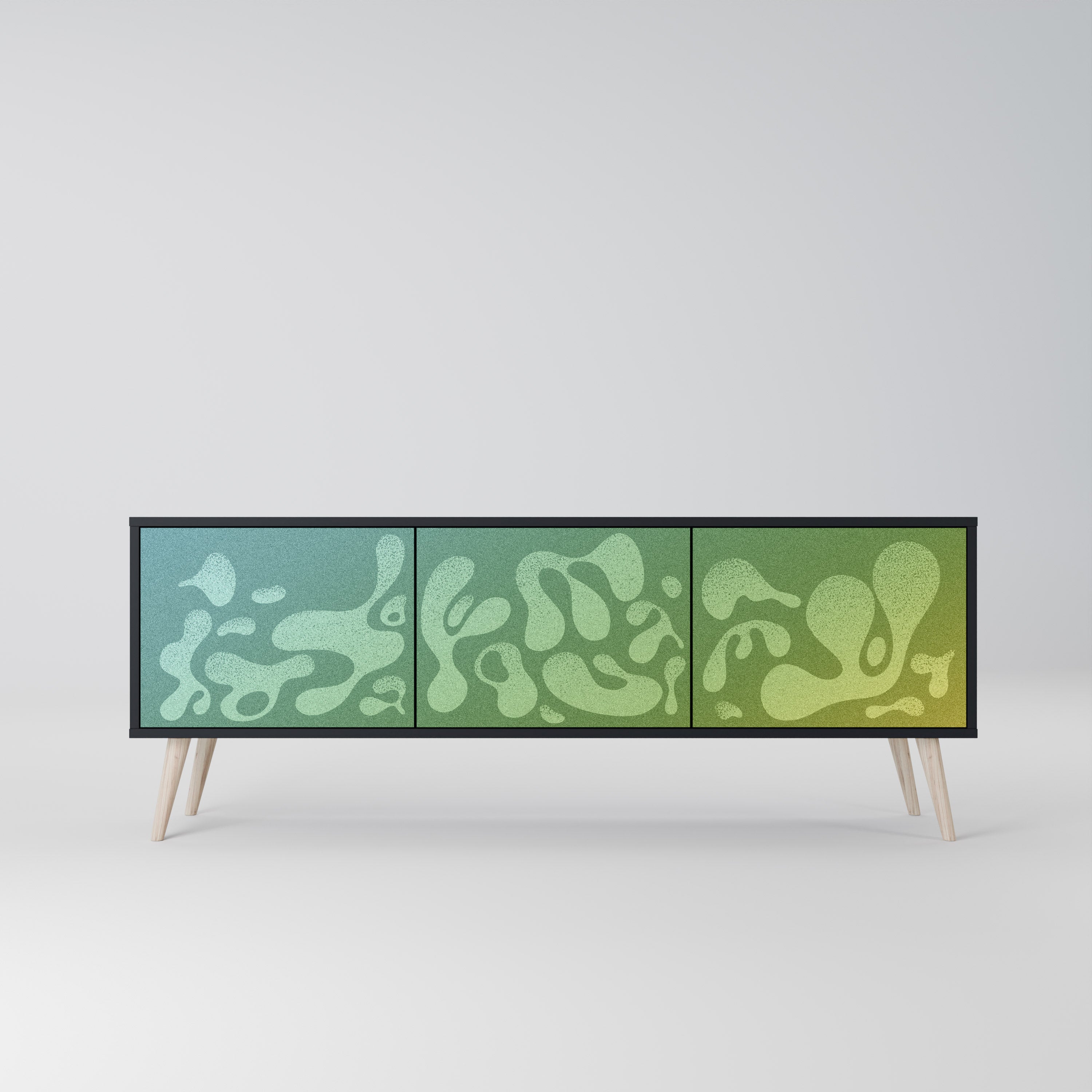 Meuble TV 3 portes IRREGULAR BLUE en finition noire