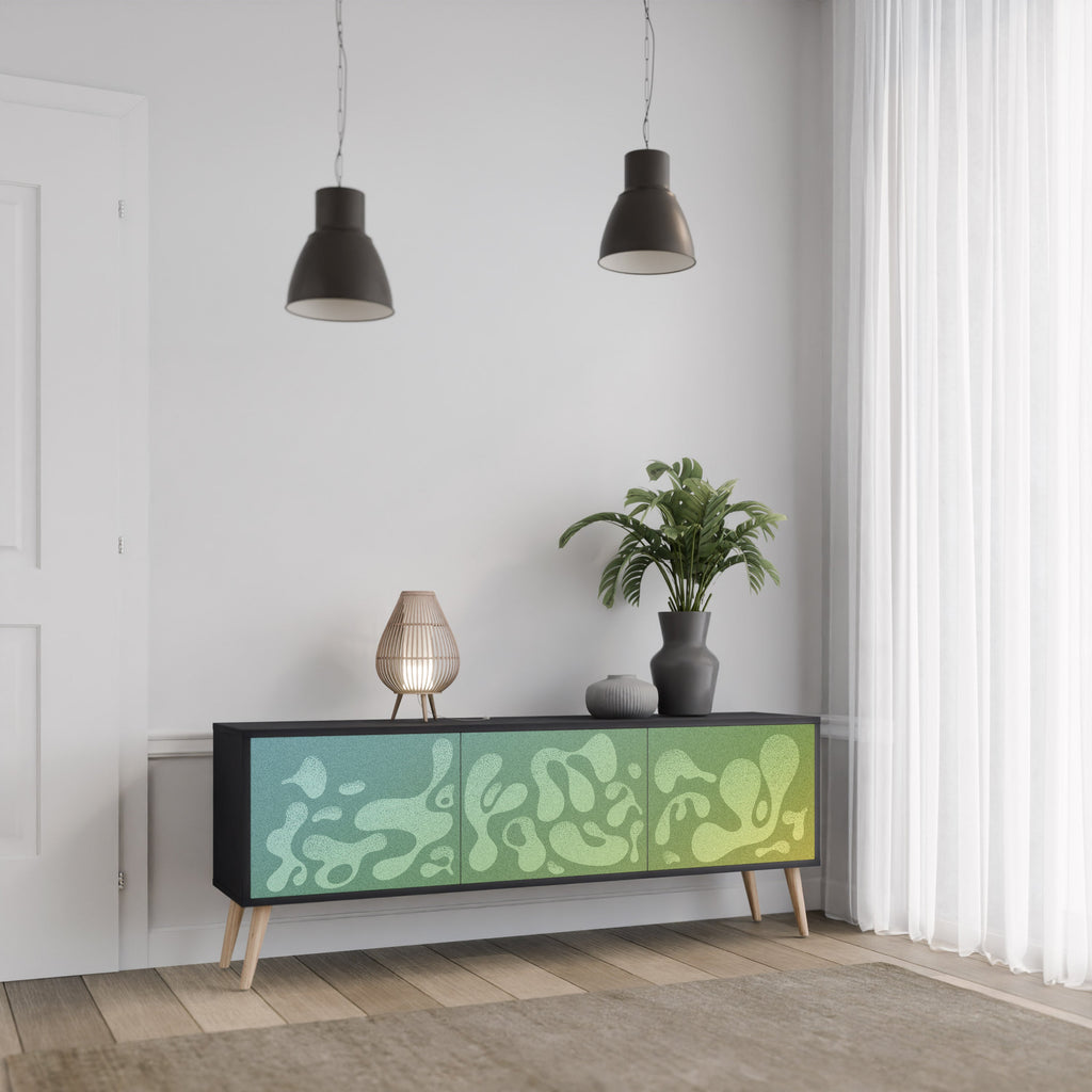 Meuble TV 3 portes IRREGULAR BLUE en finition noire