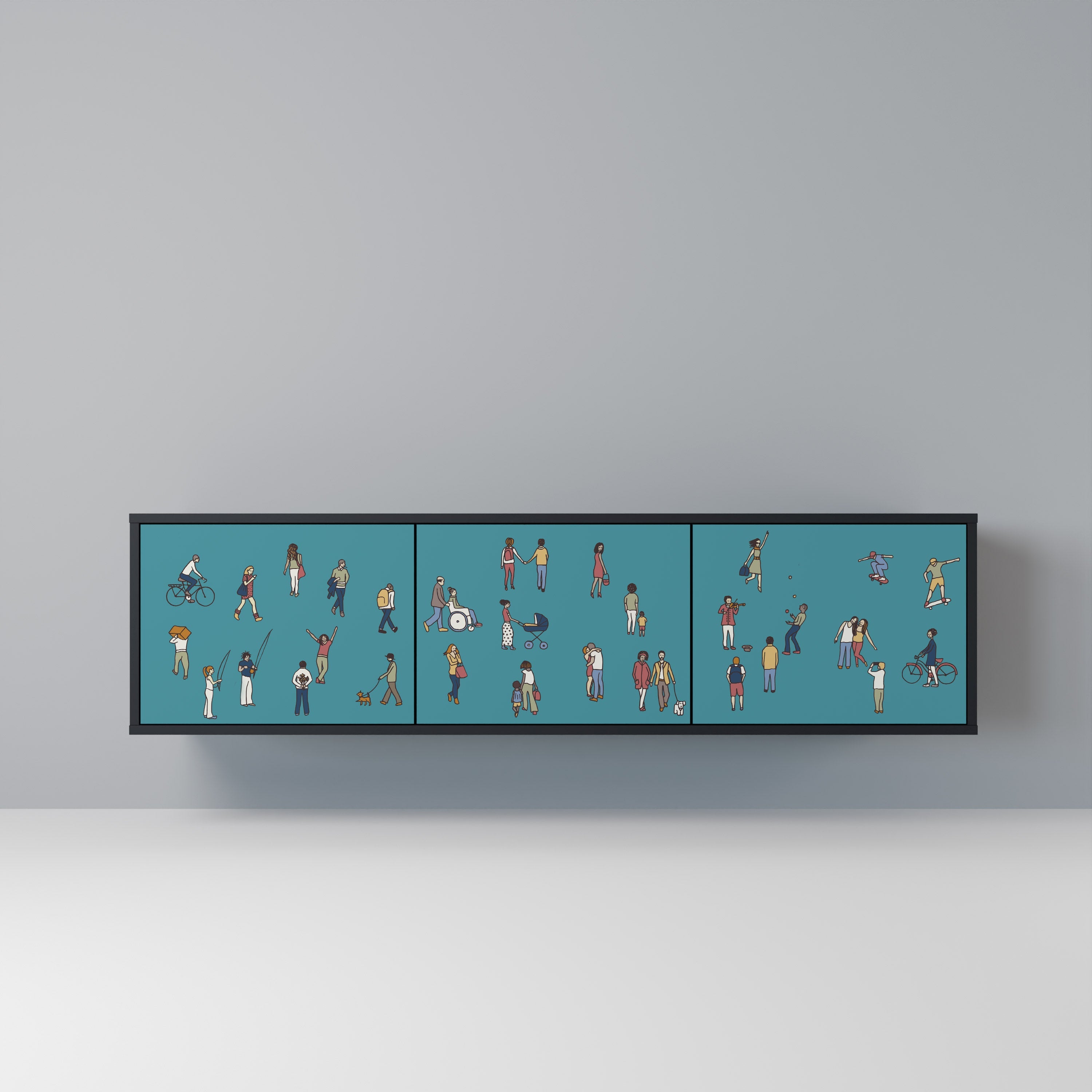 Meuble TV 3 portes COLLECTIVE STREAM finition noire