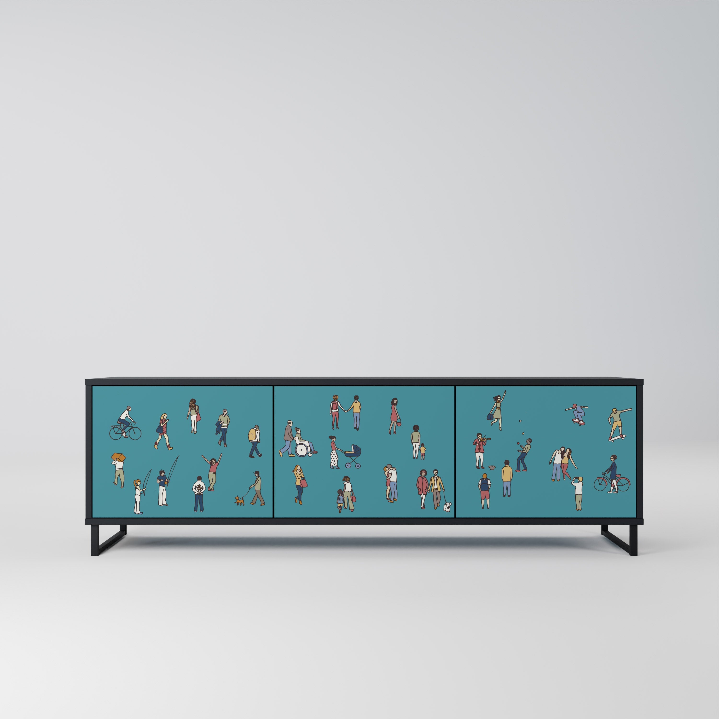 Meuble TV 3 portes COLLECTIVE STREAM finition noire