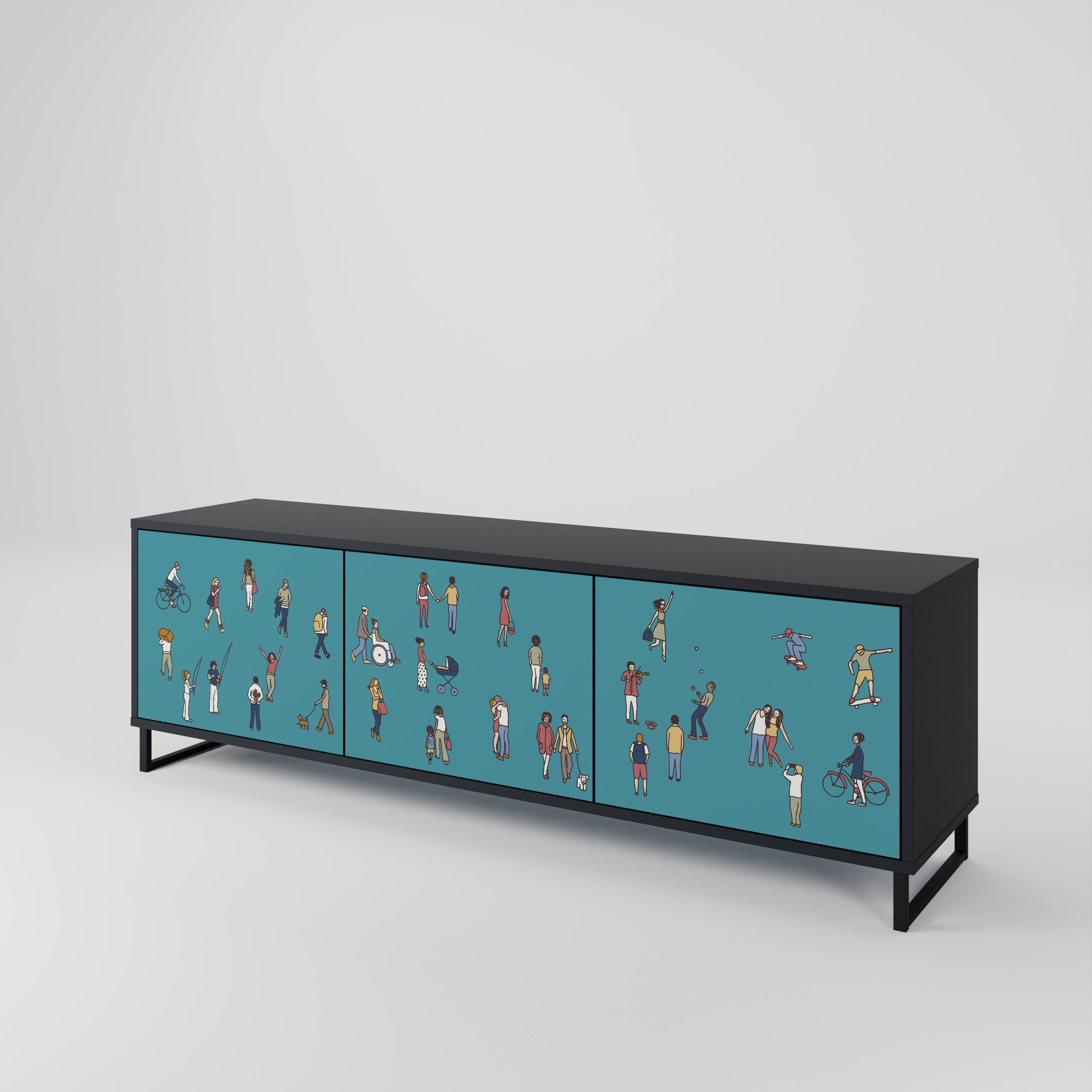 Meuble TV 3 portes COLLECTIVE STREAM finition noire