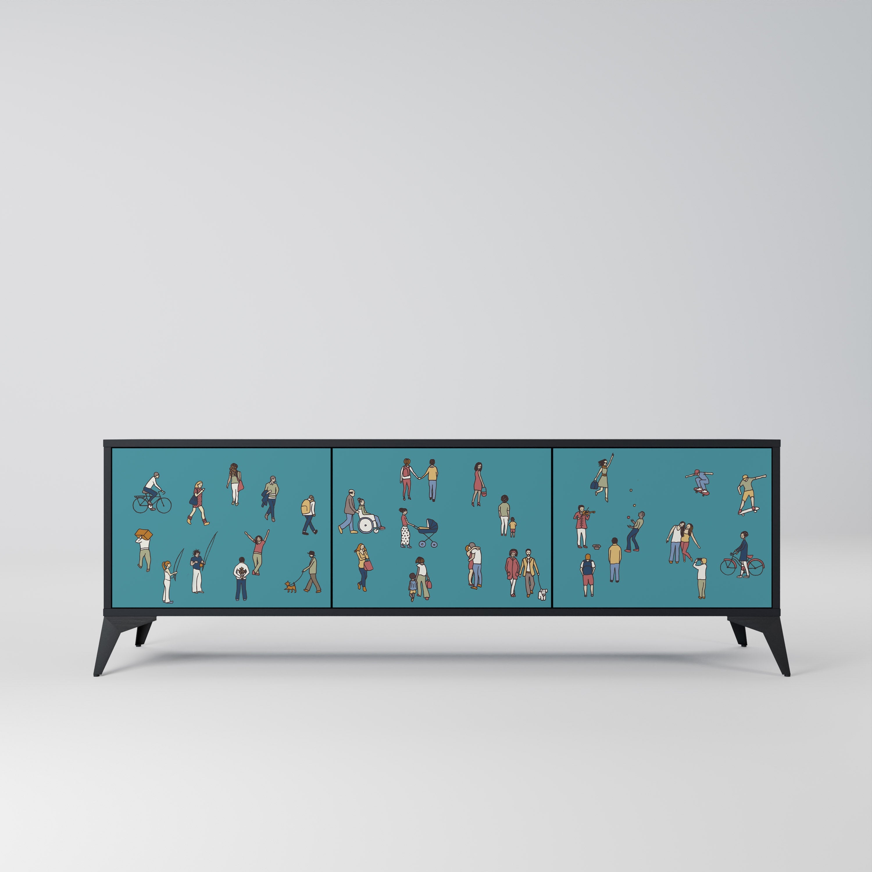 Meuble TV 3 portes COLLECTIVE STREAM finition noire