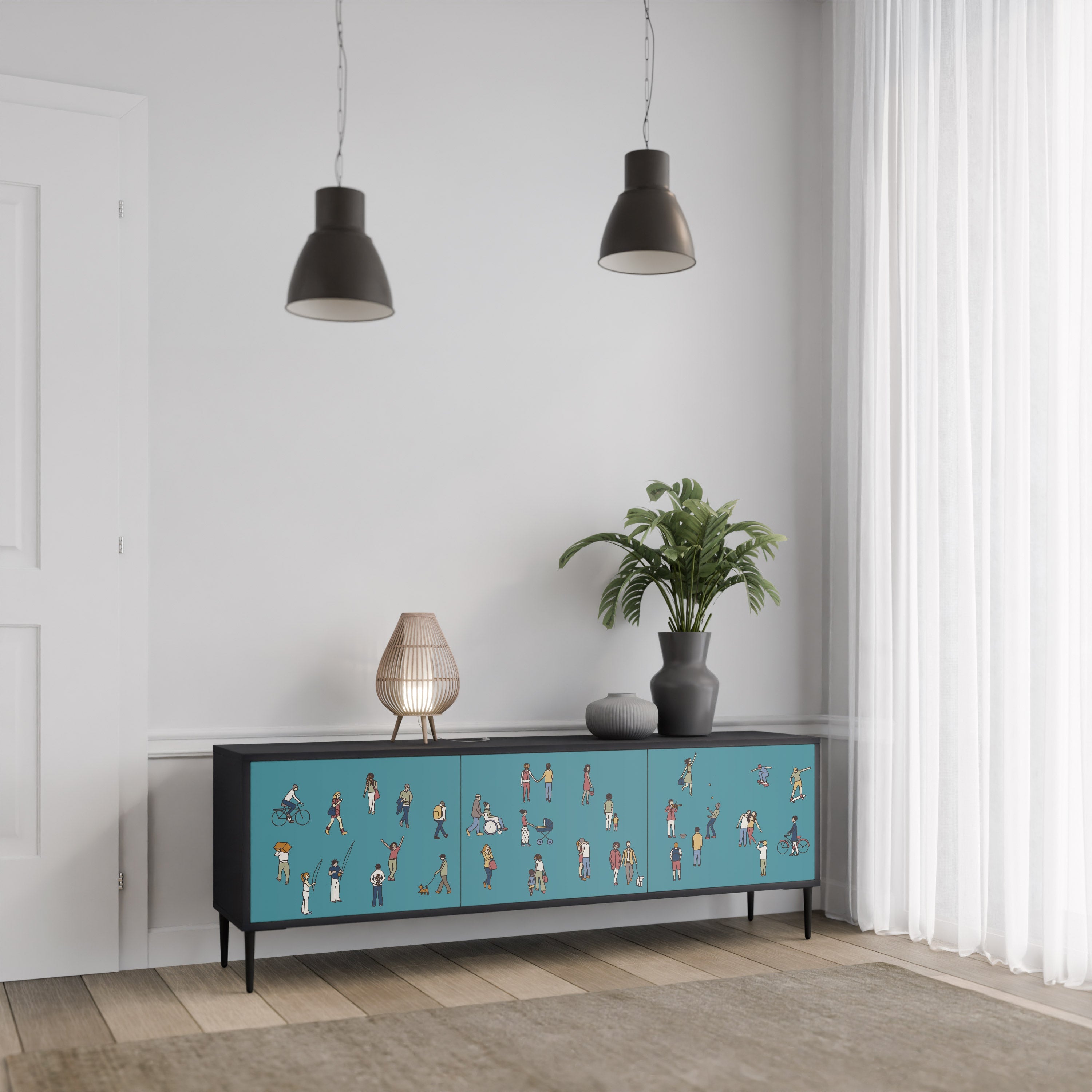 Meuble TV 3 portes COLLECTIVE STREAM finition noire