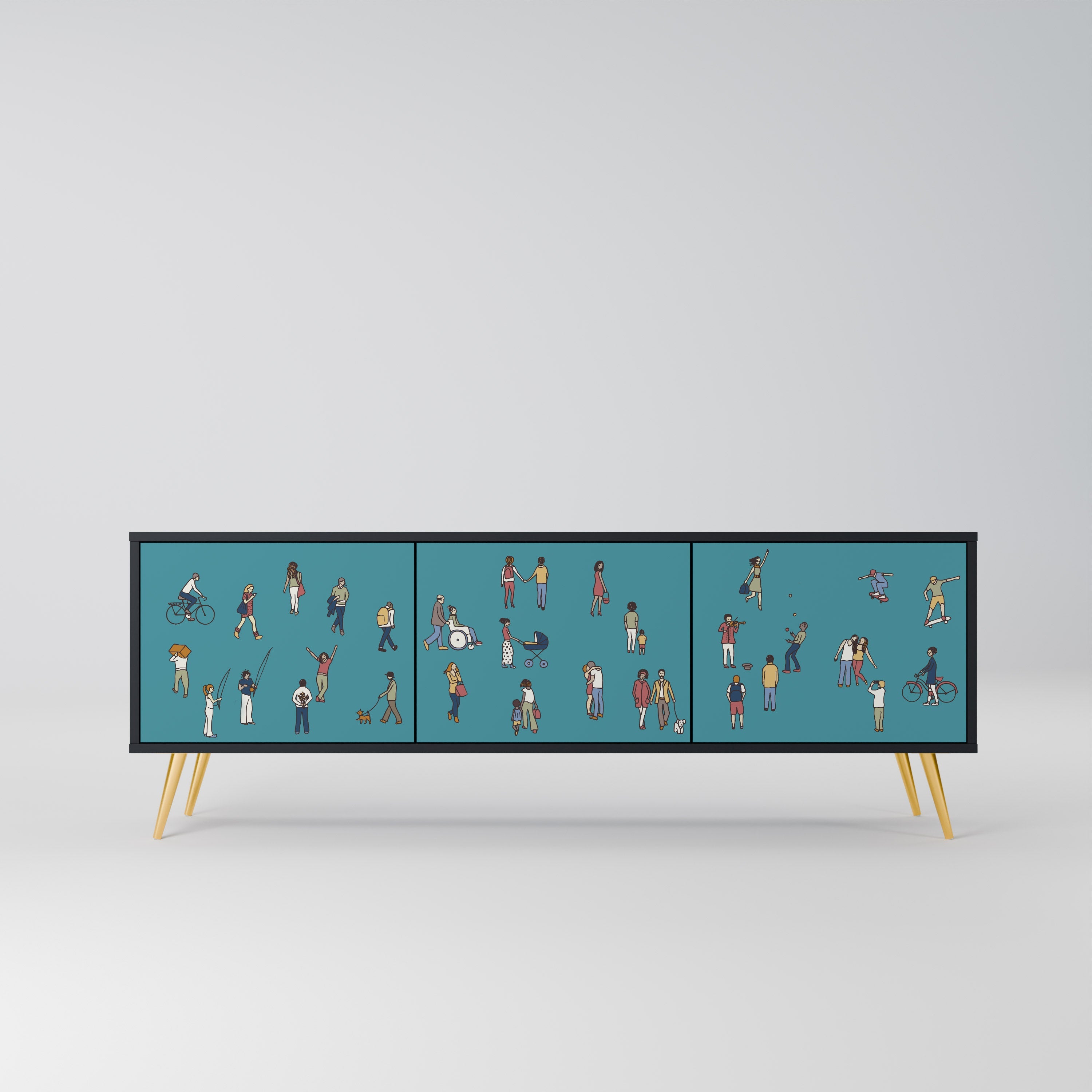 Meuble TV 3 portes COLLECTIVE STREAM finition noire