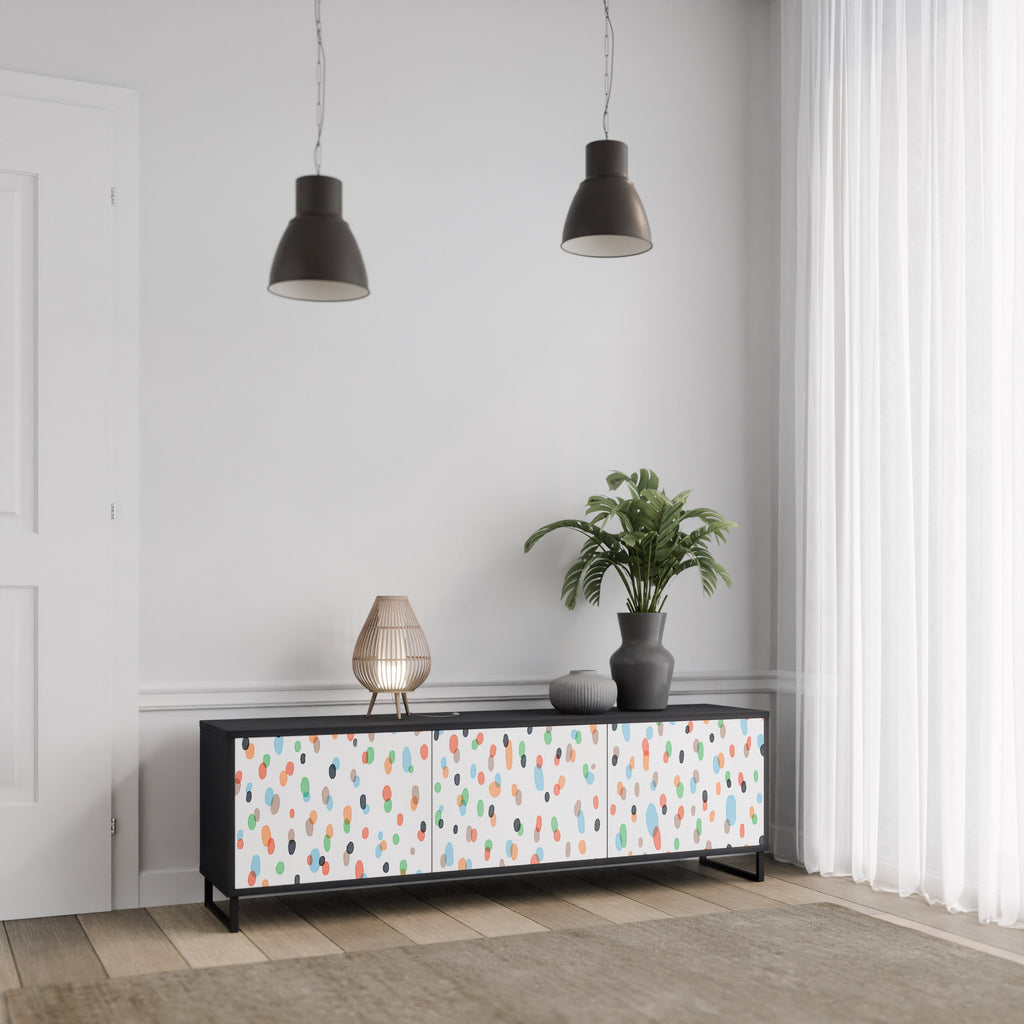 ENERGETIC SPOTS 3-Door TV Stand in Black Finish