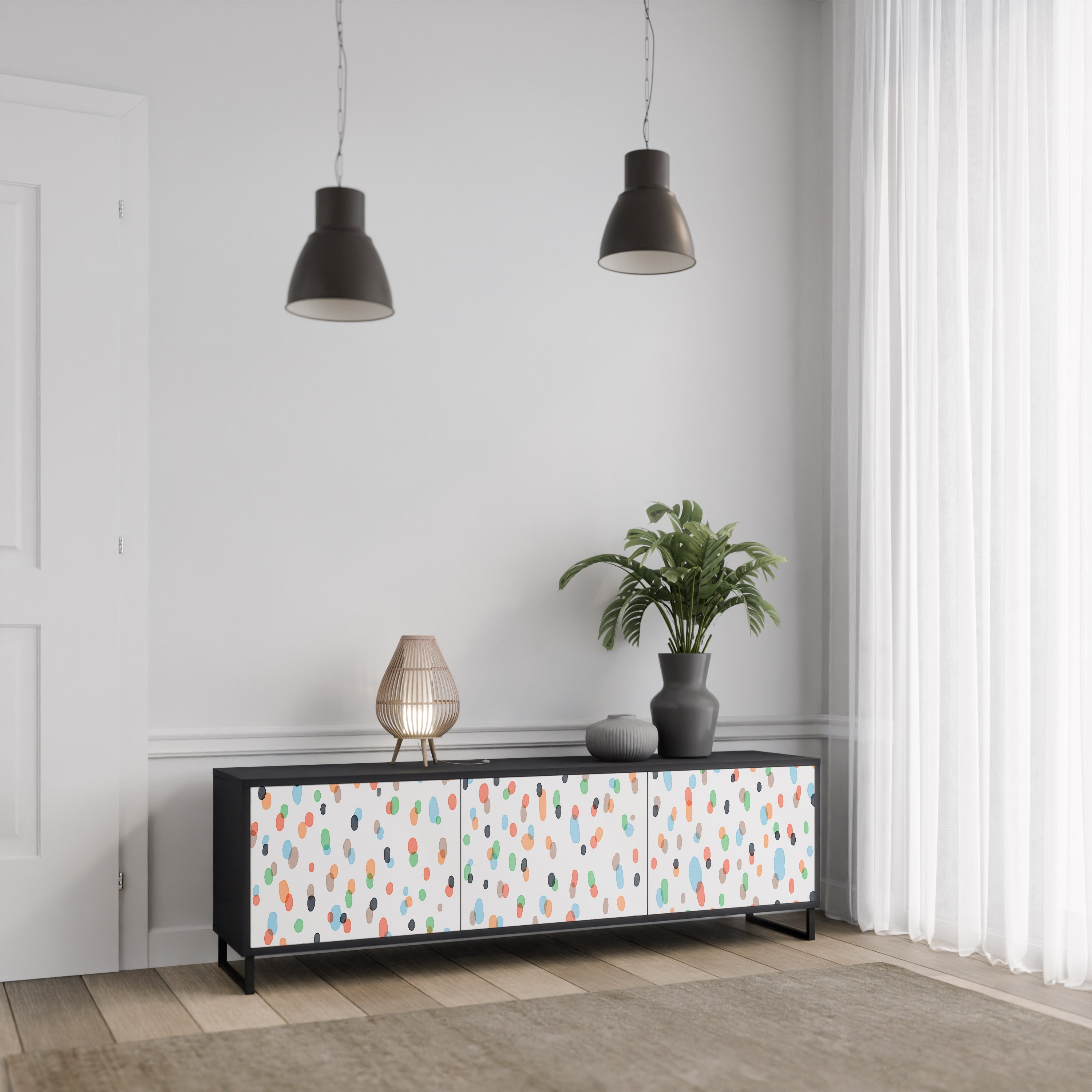 Meuble TV 3 portes ENERGETIC SPOTS finition noire