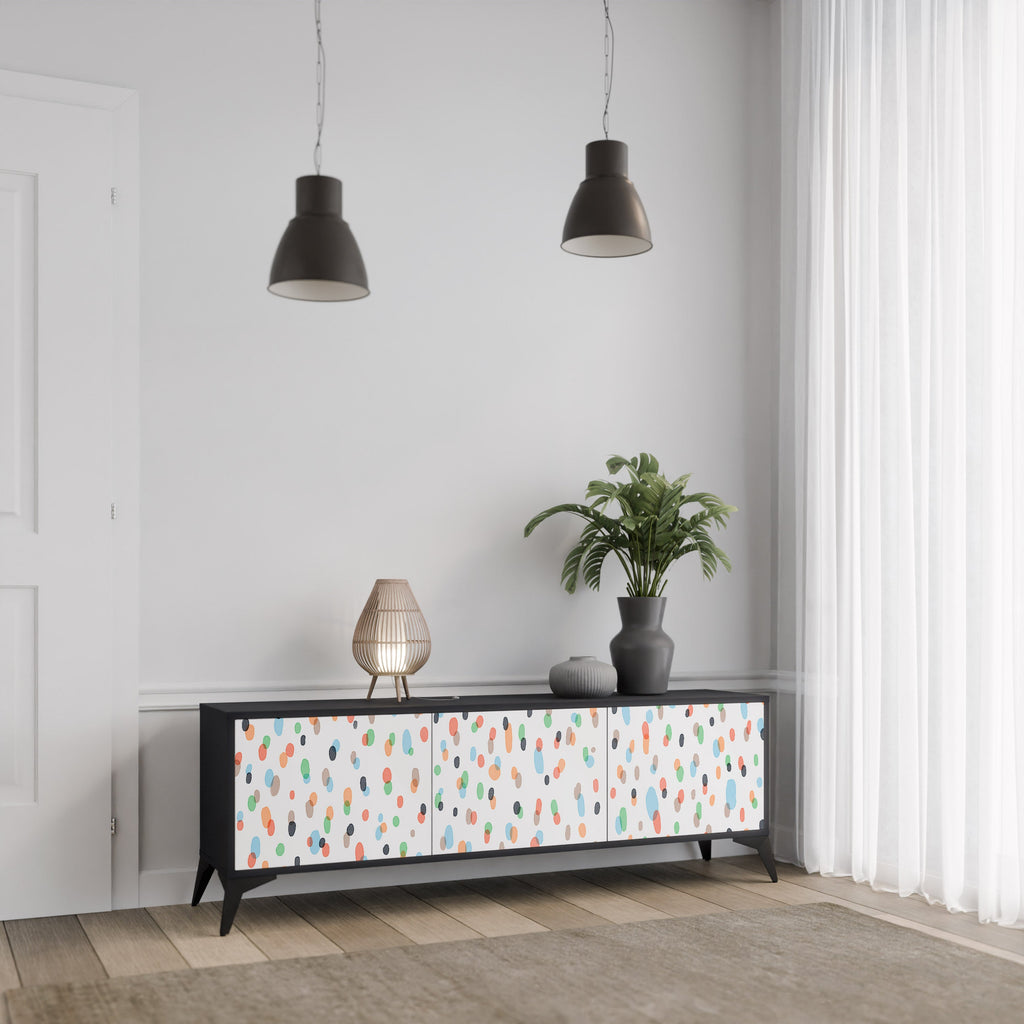 ENERGETIC SPOTS 3-Door TV Stand in Black Finish