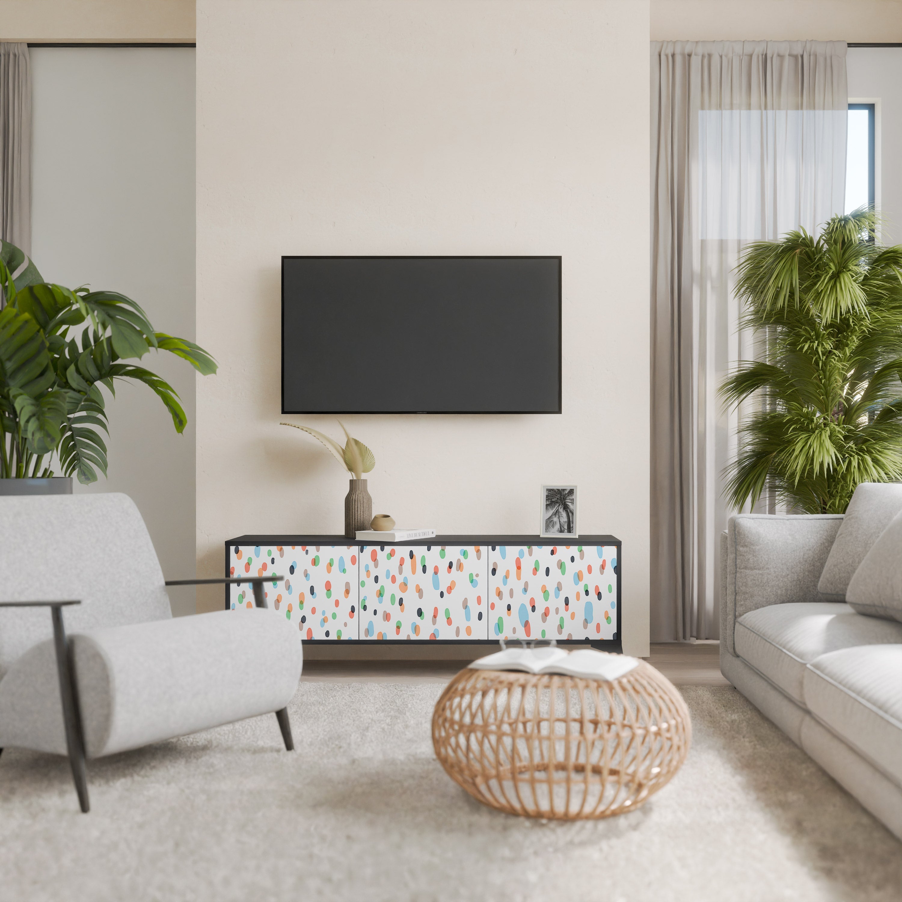 Meuble TV 3 portes ENERGETIC SPOTS finition noire