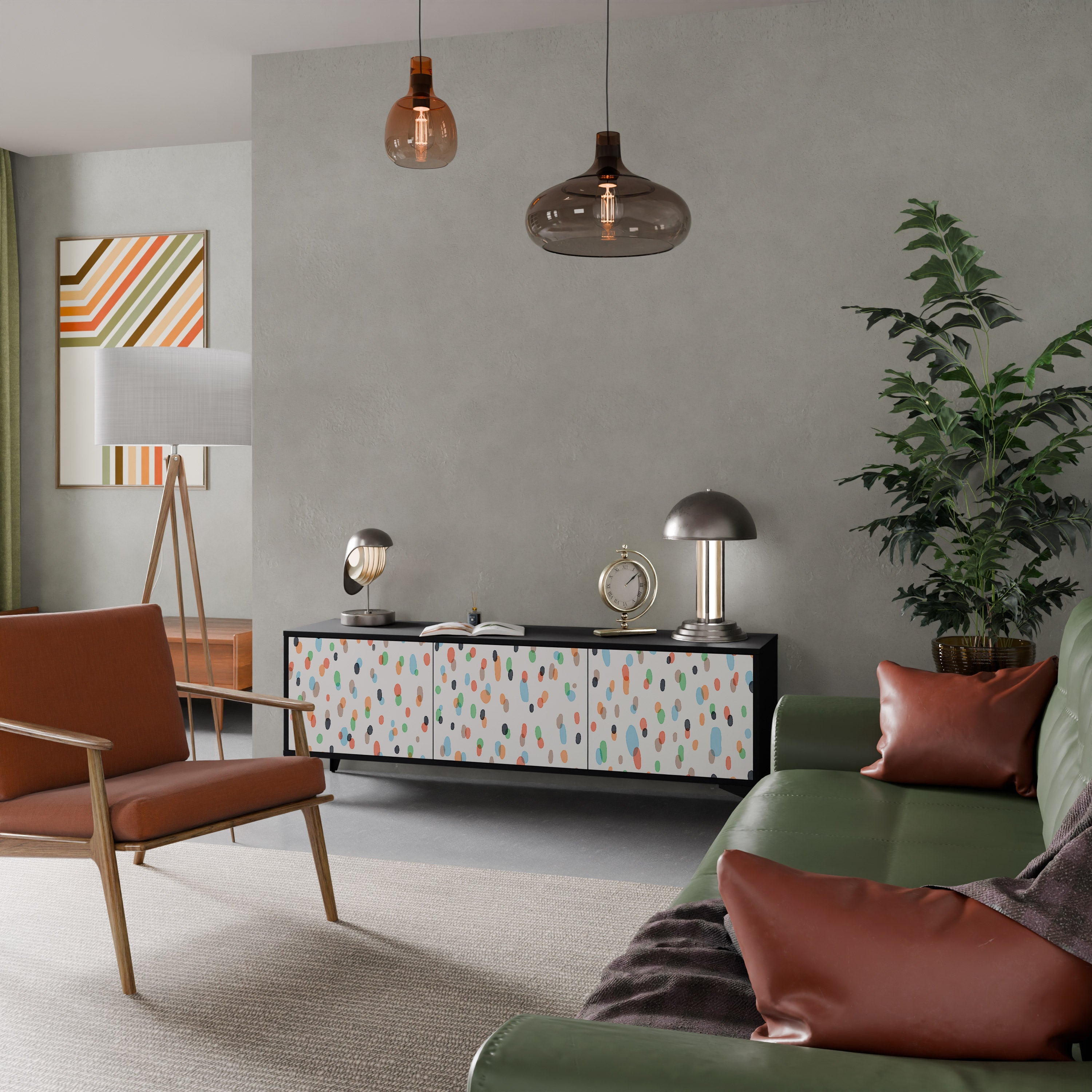 Meuble TV 3 portes ENERGETIC SPOTS finition noire