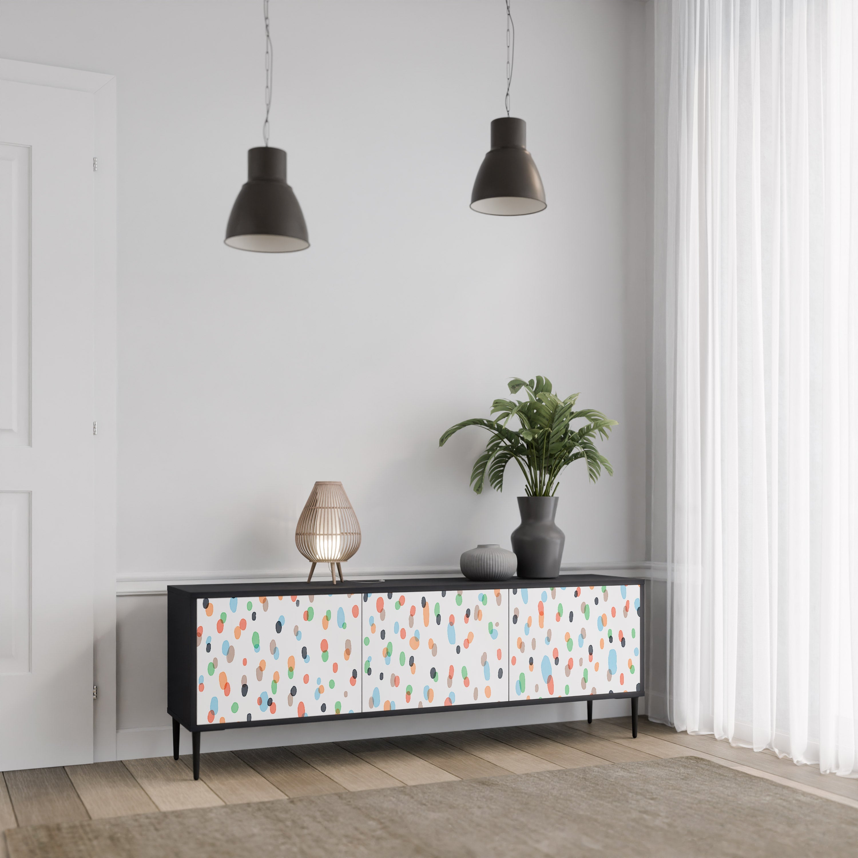 Meuble TV 3 portes ENERGETIC SPOTS finition noire