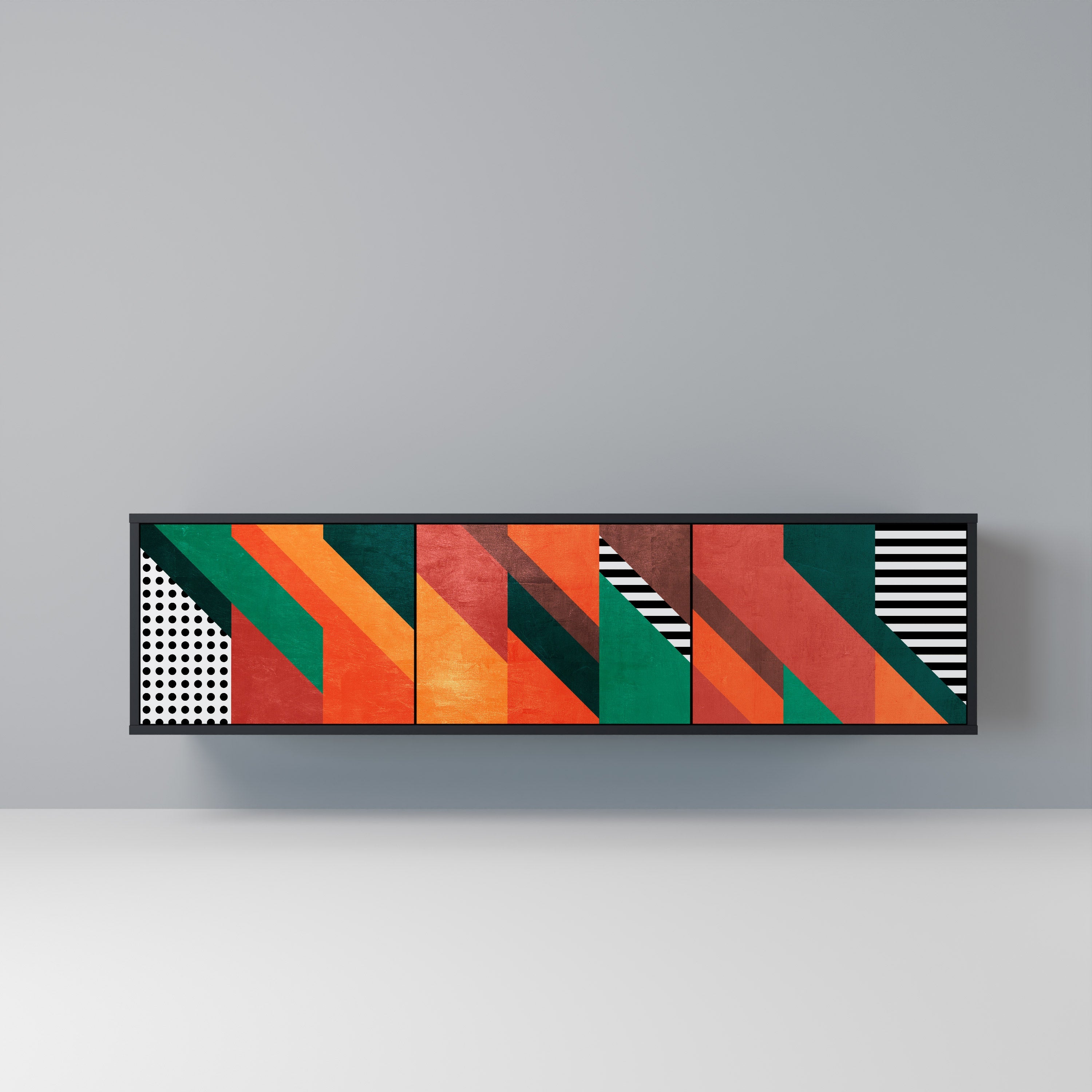 Meuble TV 3 portes MAKESHIFT ARTISTRY en finition noire