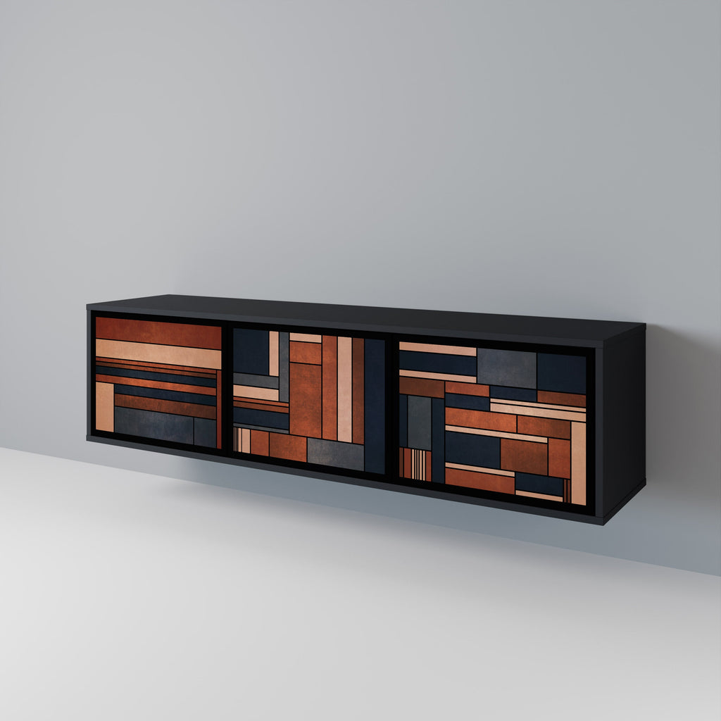 INTREPID FORMATION 3-Door TV Stand in Black Finish