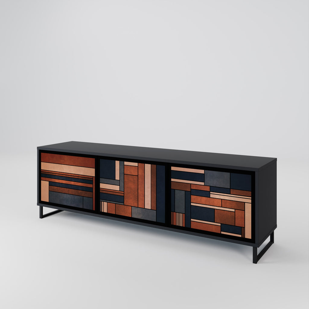 INTREPID FORMATION 3-Door TV Stand in Black Finish