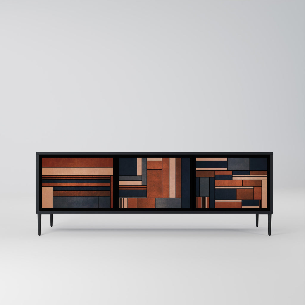 INTREPID FORMATION 3-Door TV Stand in Black Finish