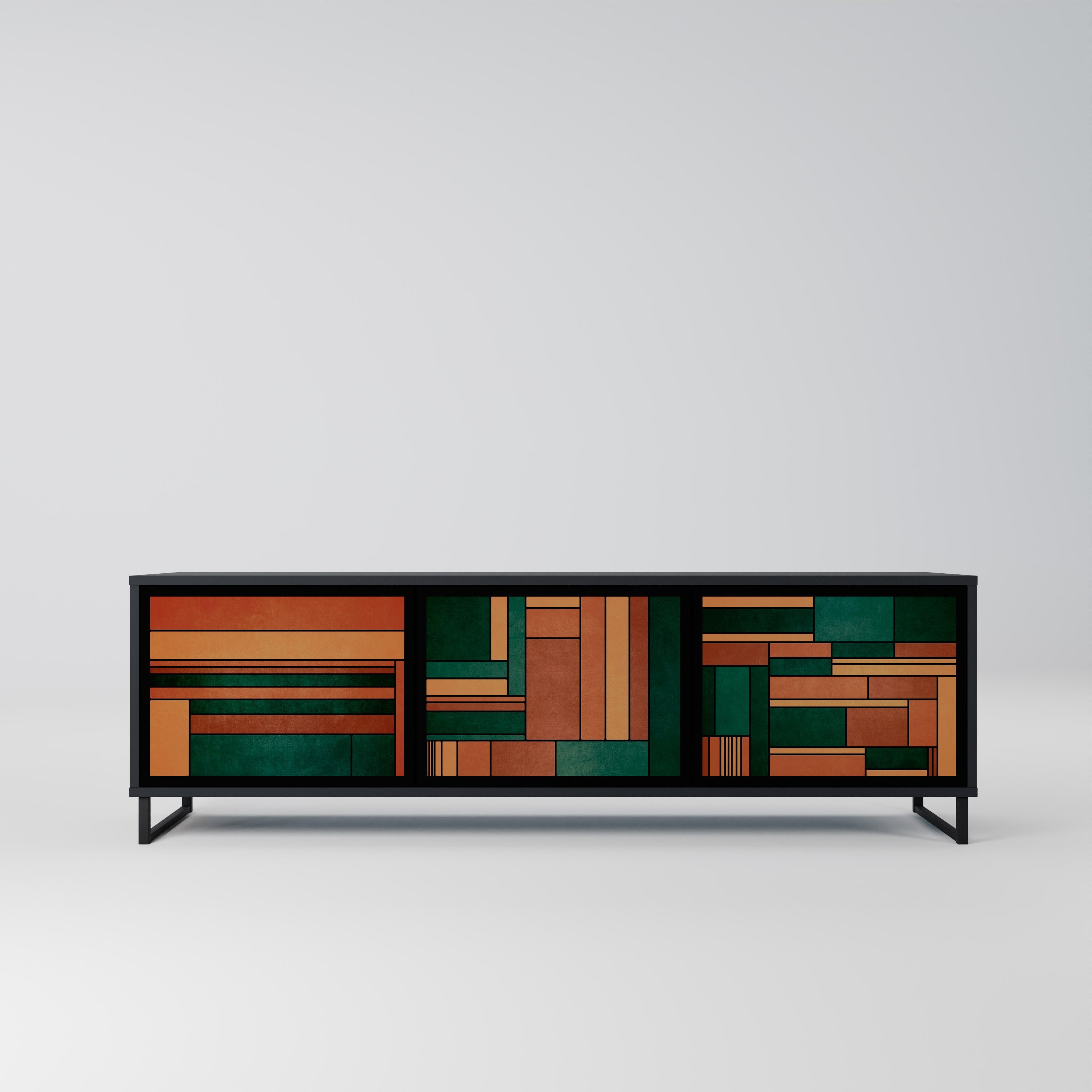 Meuble TV 3 portes EARTHY FIGURES en finition noire