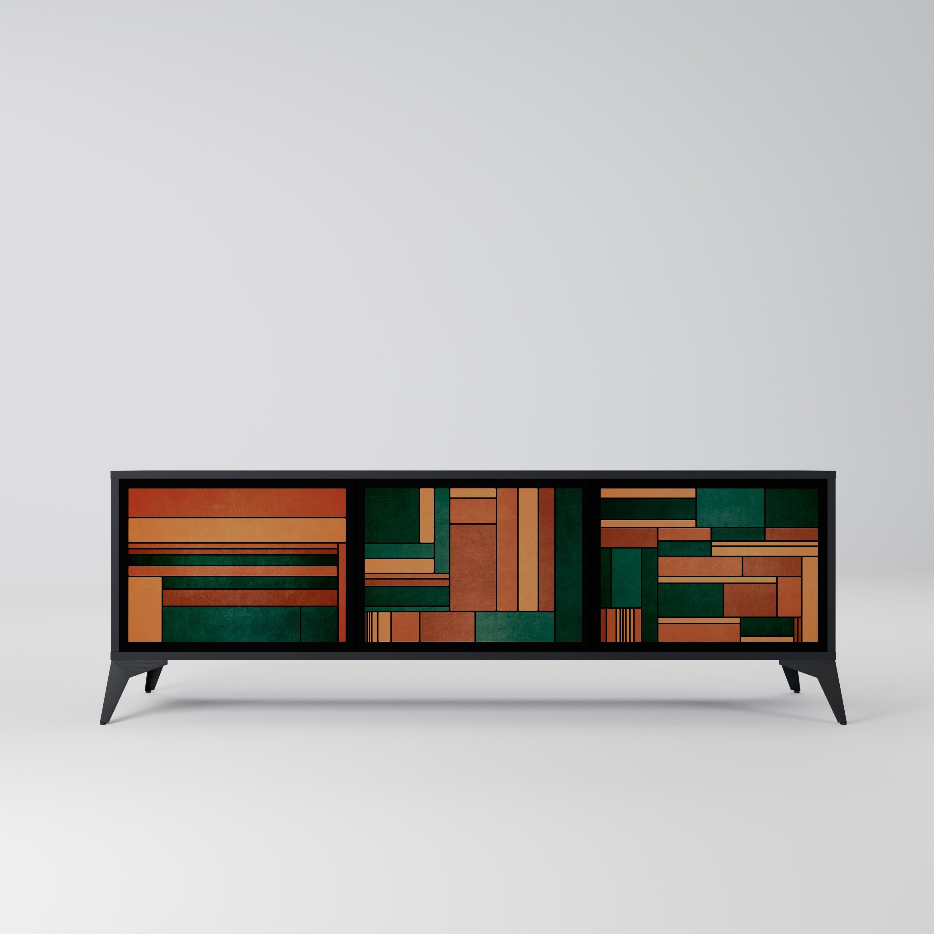 Meuble TV 3 portes EARTHY FIGURES en finition noire