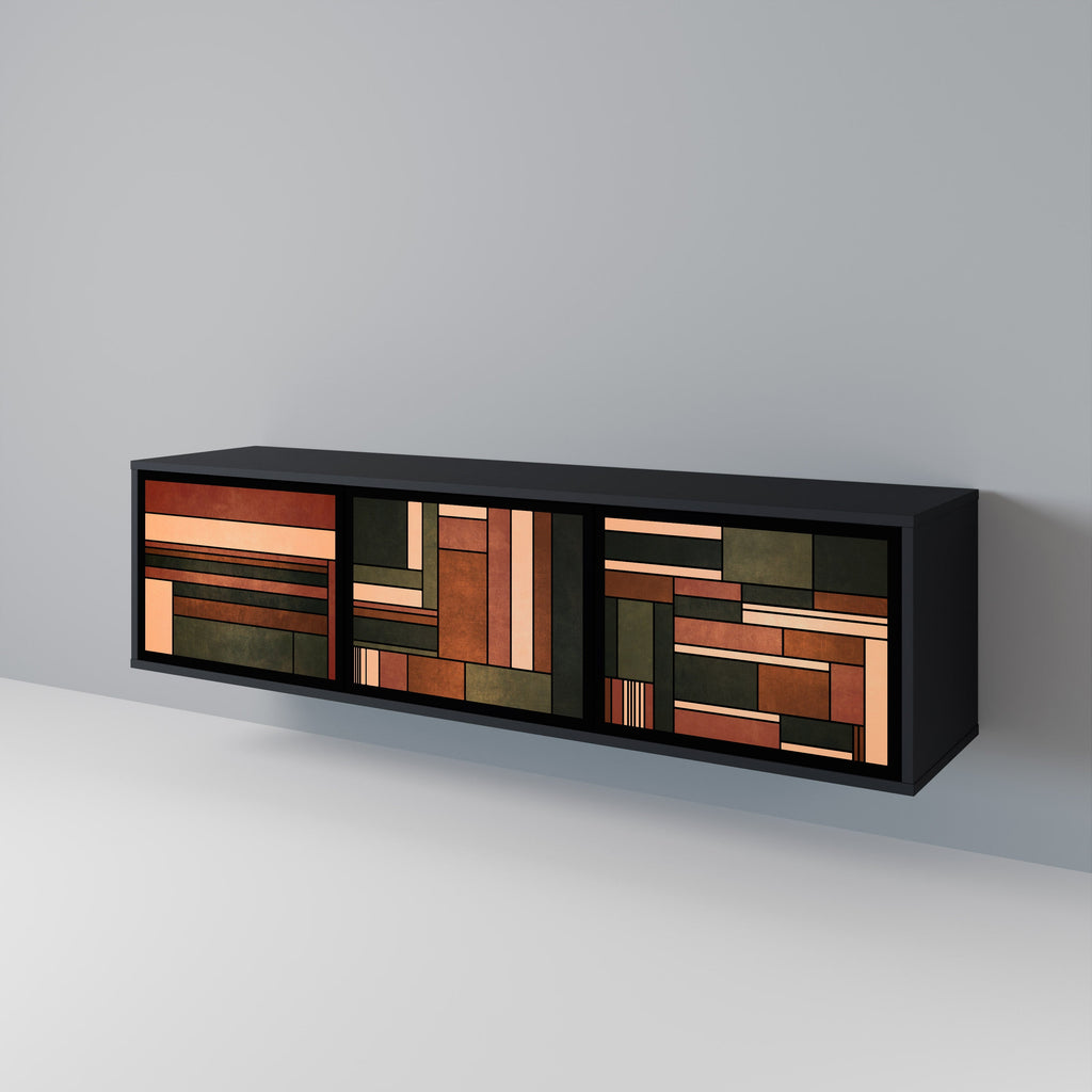 FIGURES OF NATURE 3-Door TV Stand in Black Finish