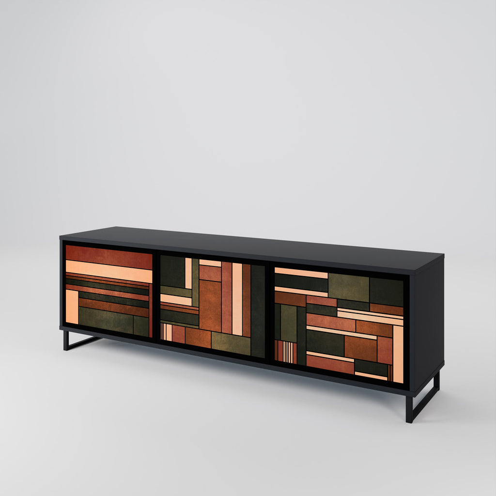 FIGURES OF NATURE 3-Door TV Stand in Black Finish