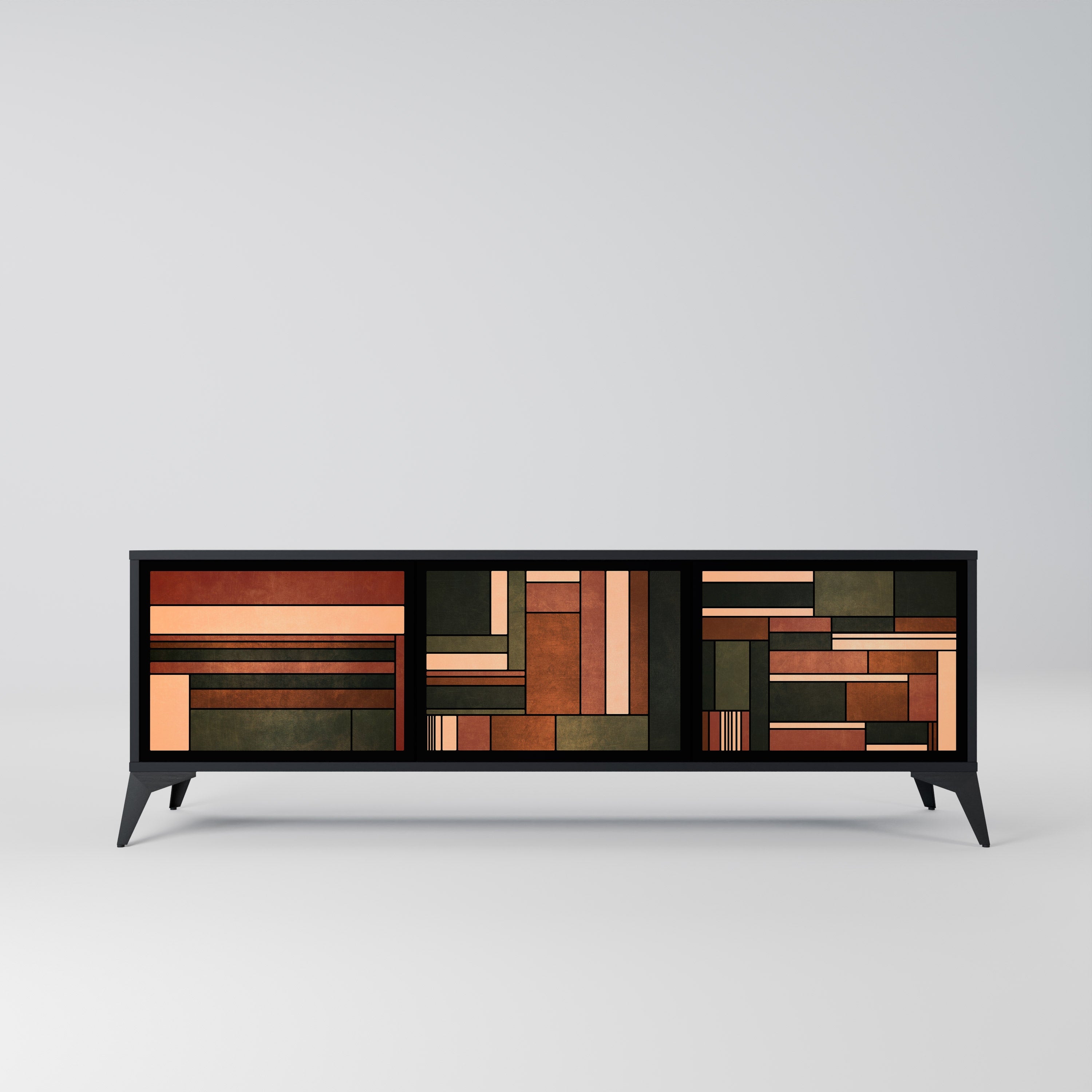 Meuble TV 3 portes FIGURES OF NATURE finition noire