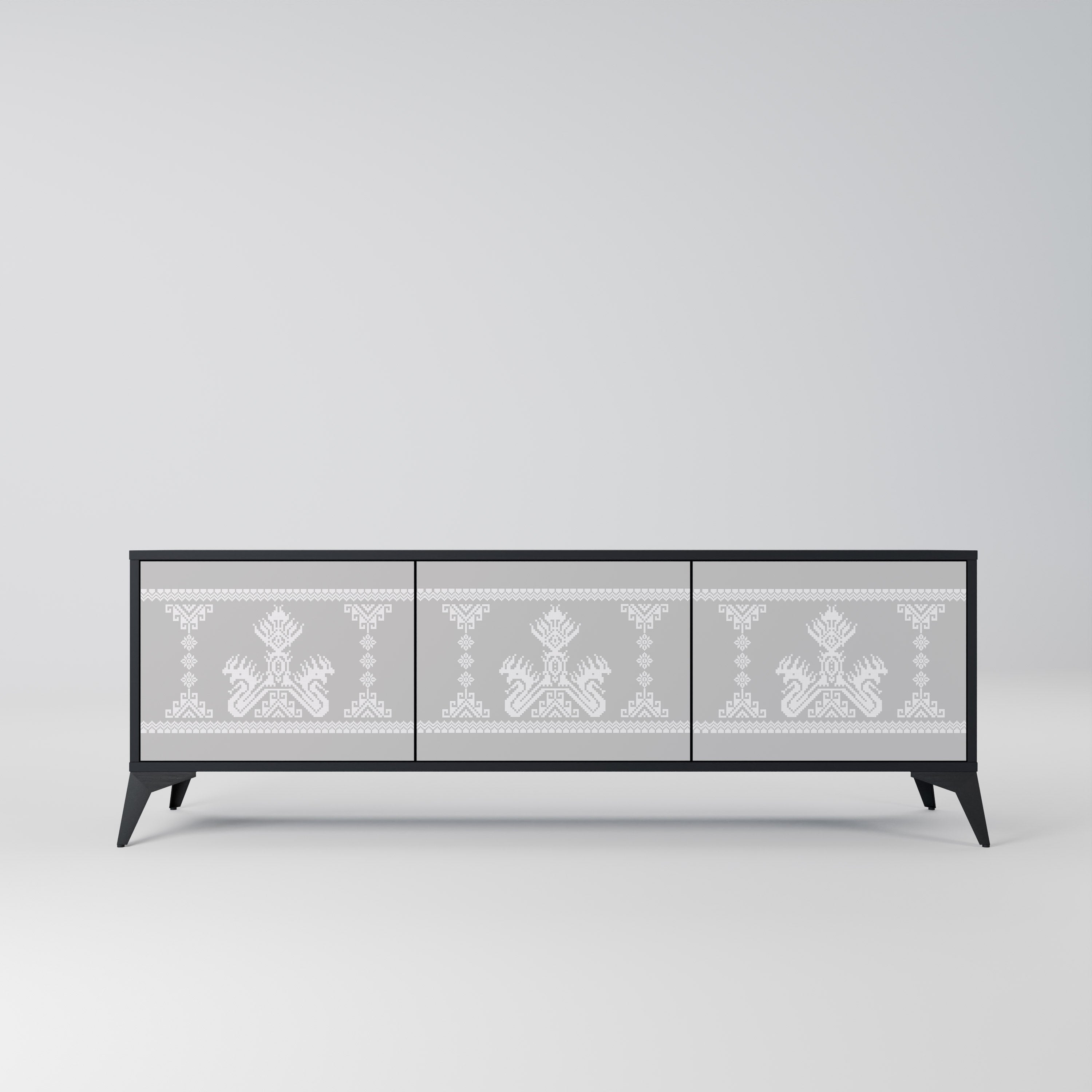 Meuble TV 3 portes THAI GRAY finition noire