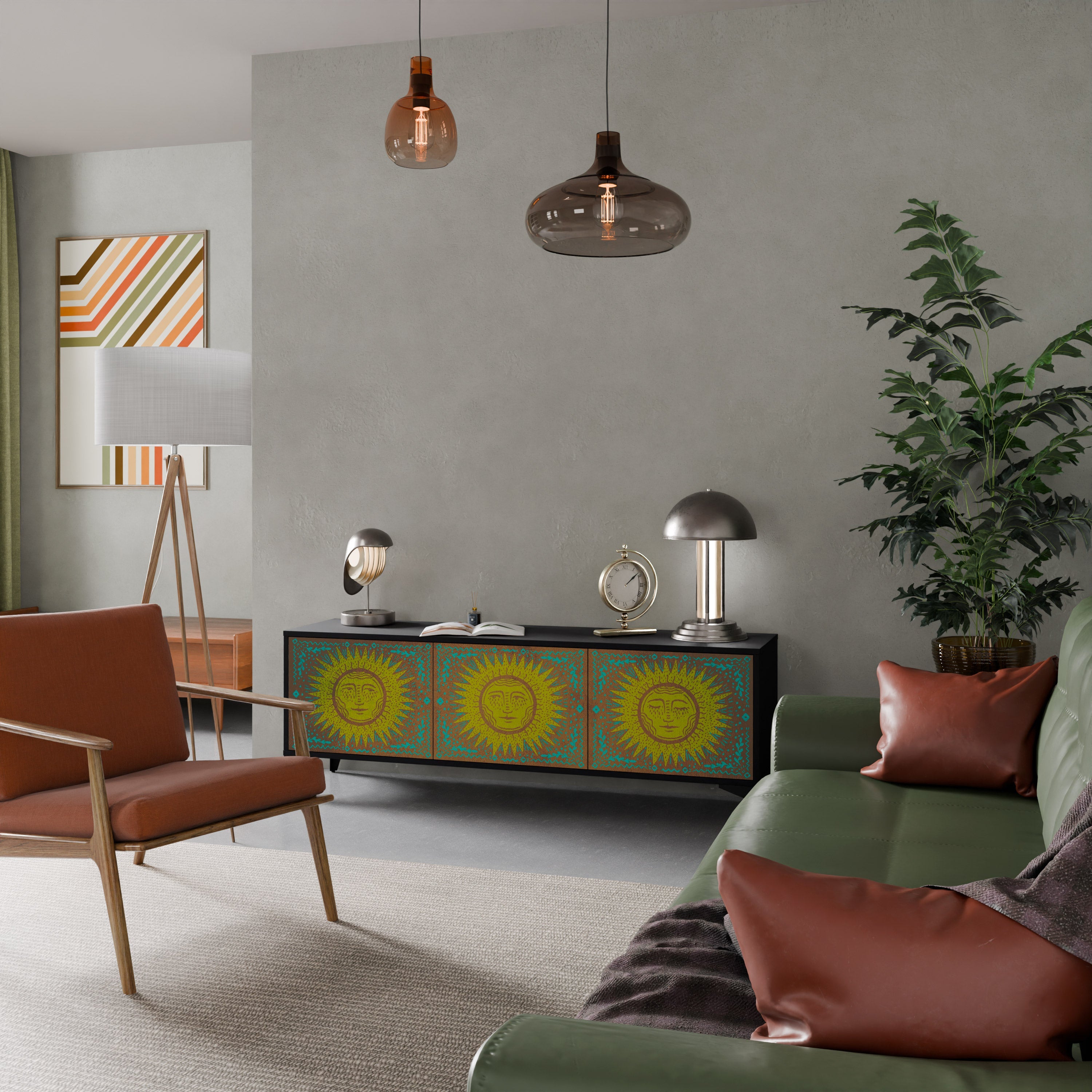 Meuble TV 3 portes SUNSHINE EULOGY finition noire