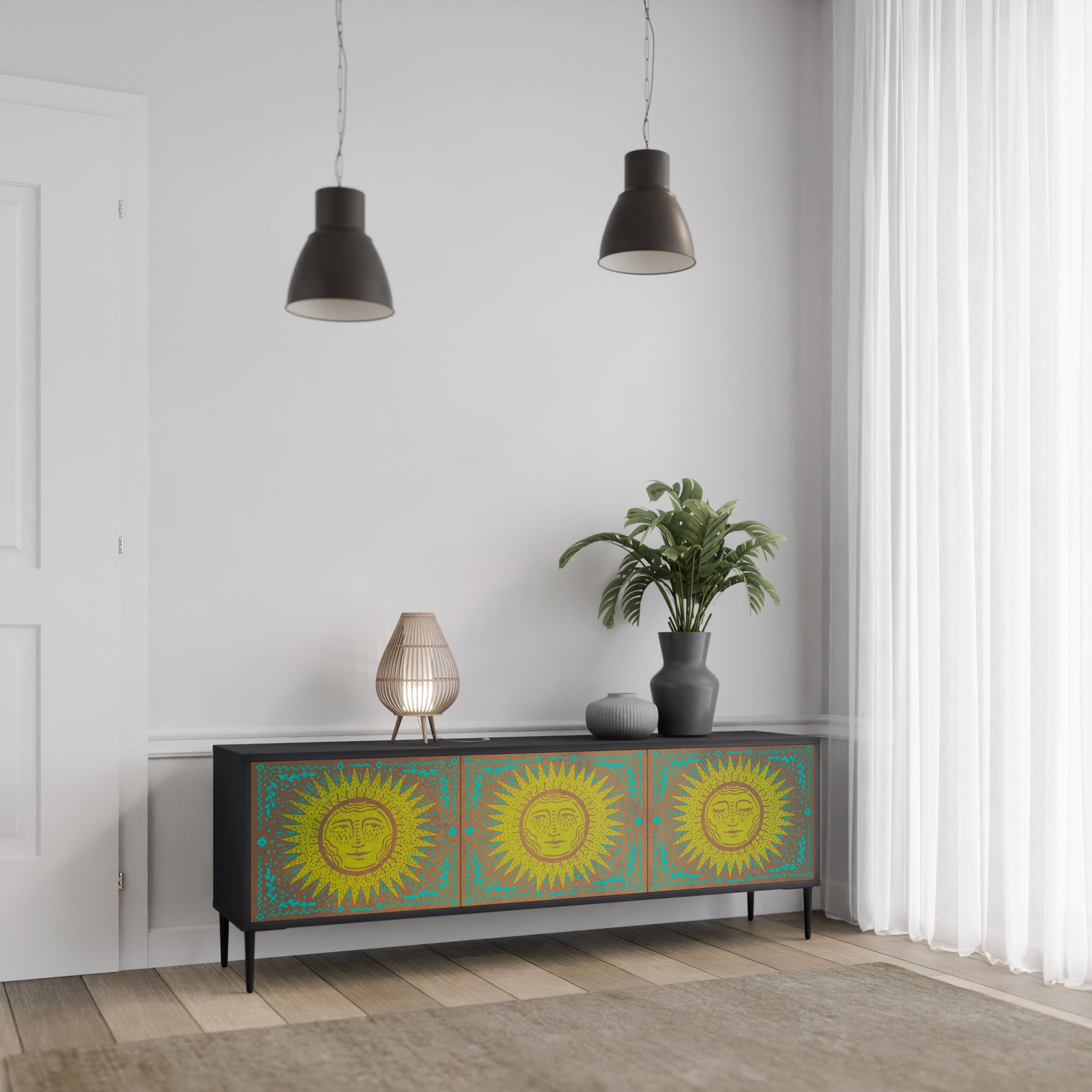 Meuble TV 3 portes SUNSHINE EULOGY finition noire