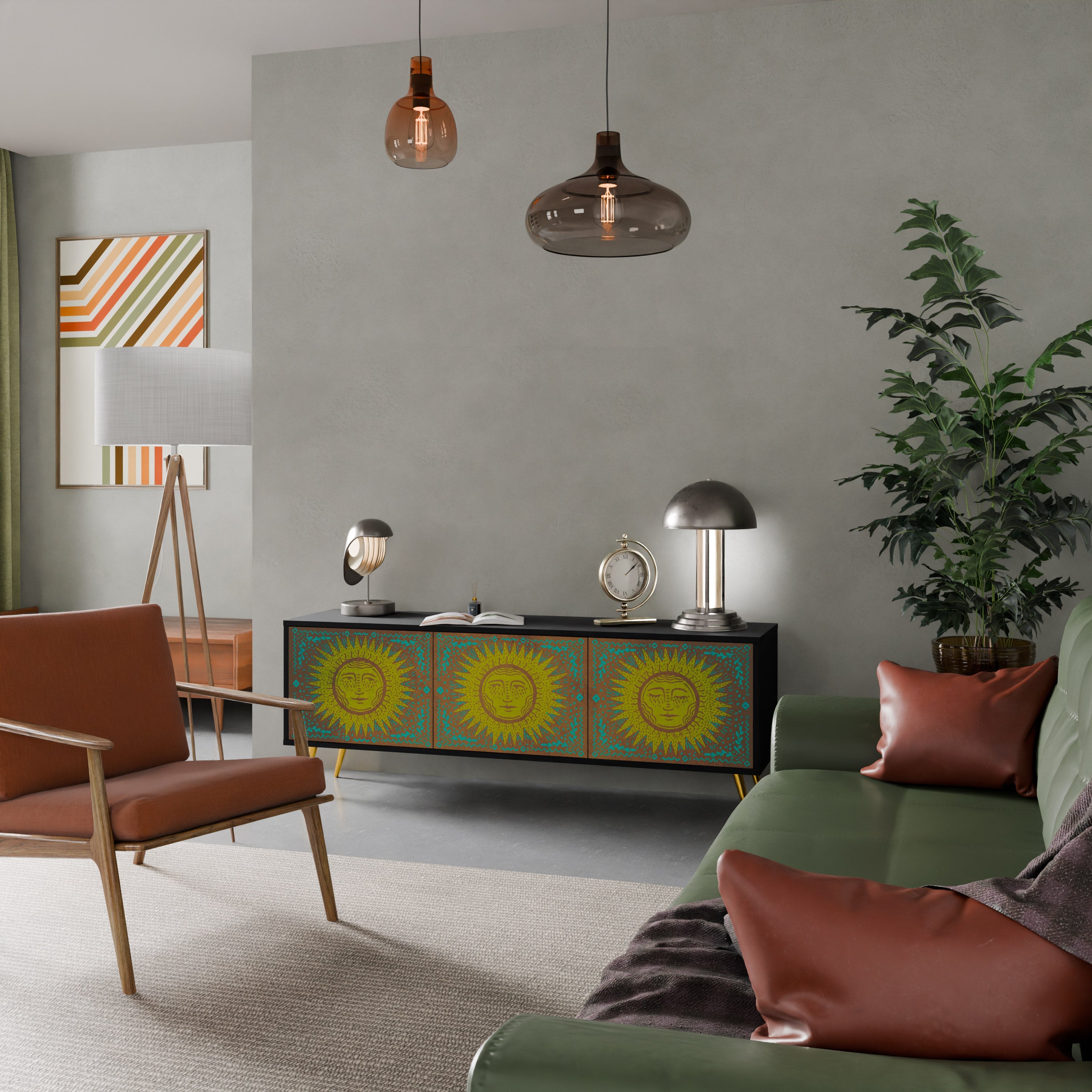 Meuble TV 3 portes SUNSHINE EULOGY finition noire