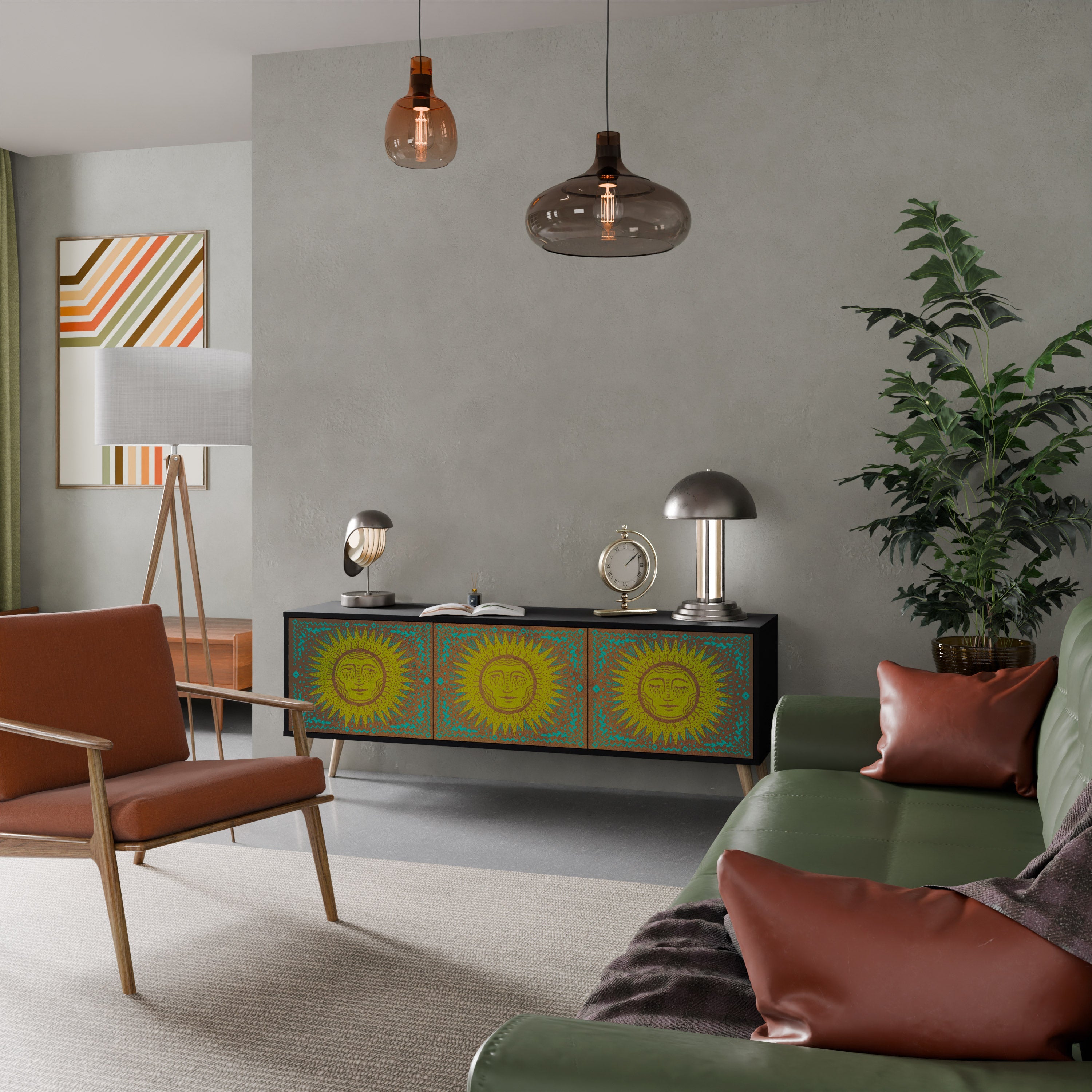 Meuble TV 3 portes SUNSHINE EULOGY finition noire