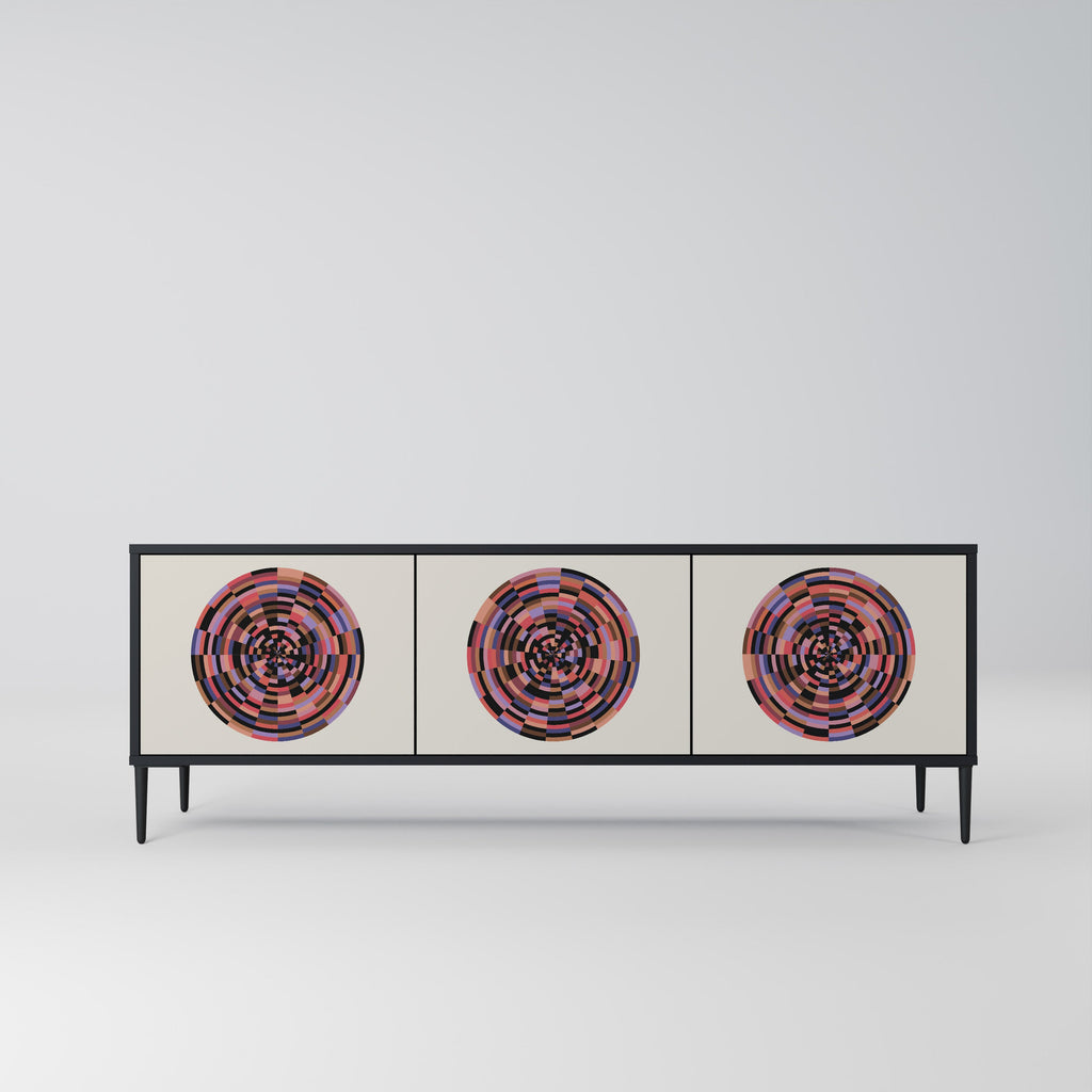 Meuble TV 3 portes BROWN CIRCLES finition noire